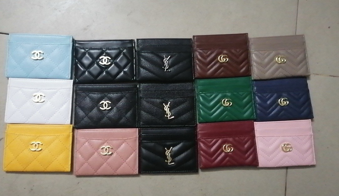 Minimalist leather card holder open view