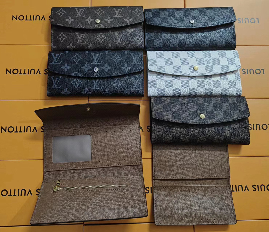 Leather long wallet front view detail