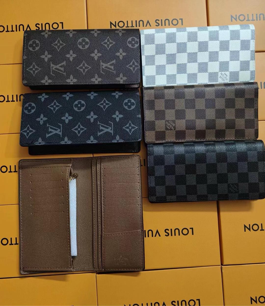 Genuine leather long wallet front view
