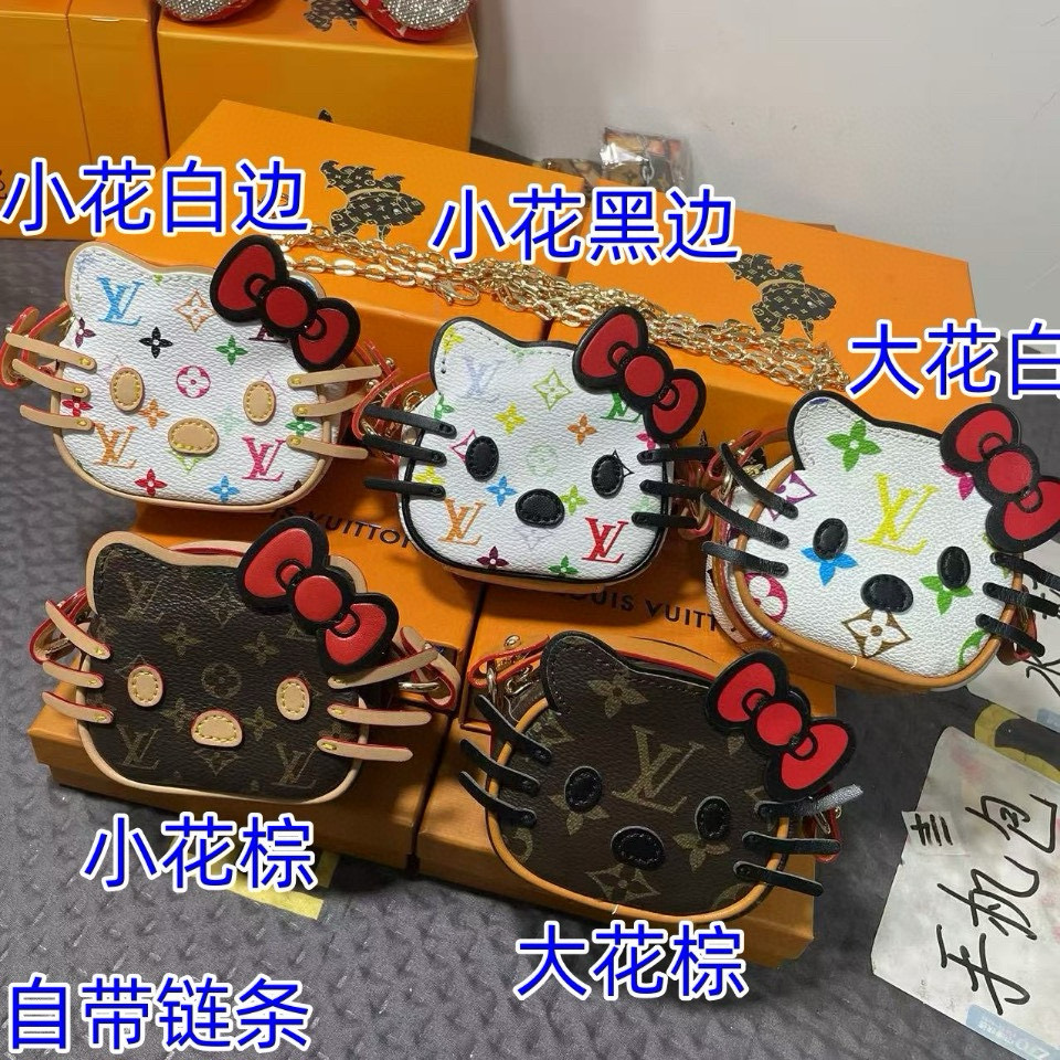 Front view of the floral kt cat mini handbag