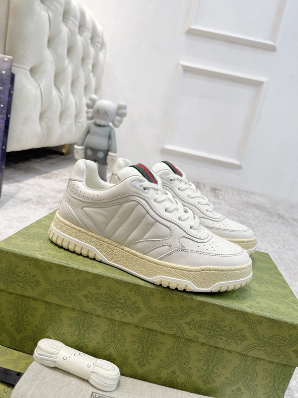 Gucci Skateboard Shoes Top Quality Designer Replica White Calfskin Cowhide Sheepskin