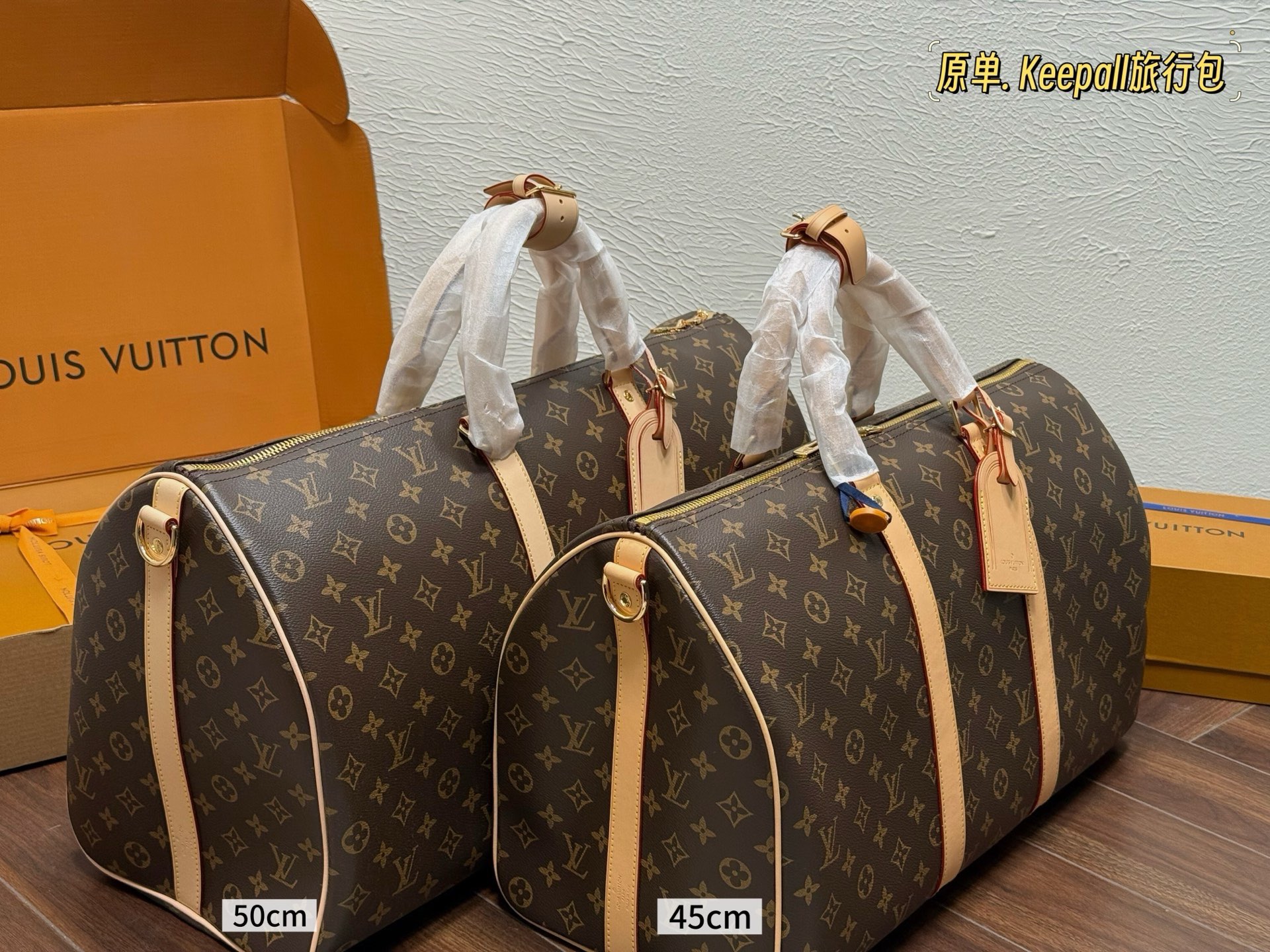 368 | Lv Keepall Pillow Bag Travel Bag | Quality Metal Black Warrior Presbyopic Adjustable Shoulder Strap | One-shoulder Crossbody Handbag Presbyopic Color Ll | Size: 45/50cm Extra Large Packaging