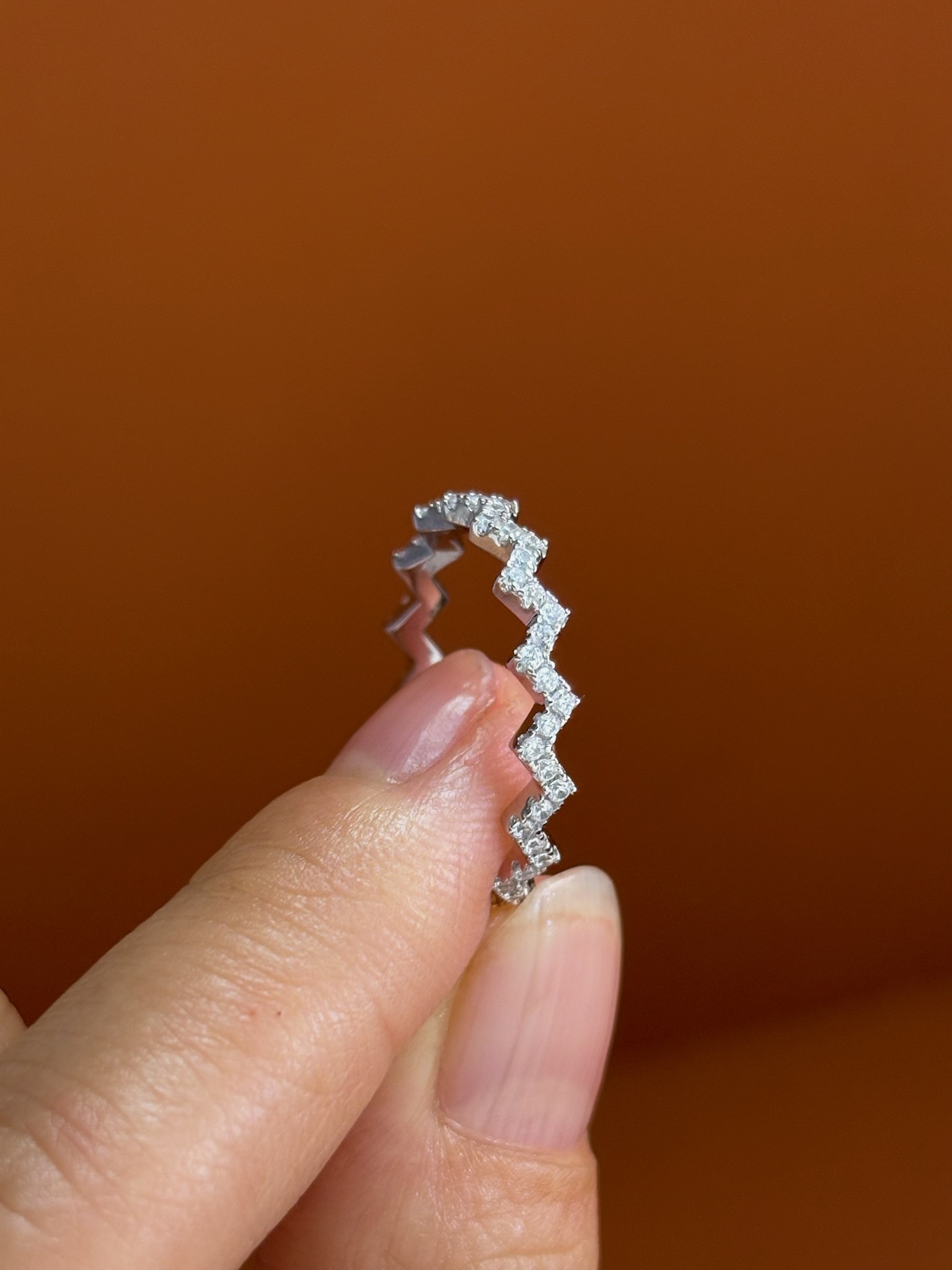 Zigzag Wavy S925 Sterling Silver Ring with Diamonds for Women, Stackable 3 i1729653997 4238 6