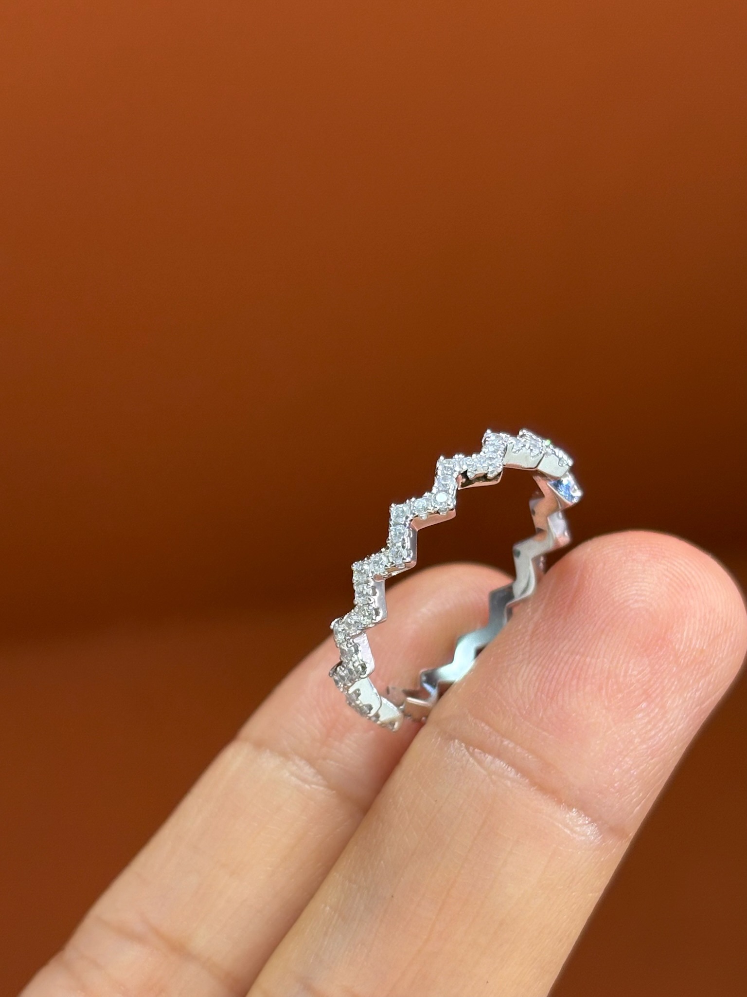 Zigzag Wavy S925 Sterling Silver Ring with Diamonds for Women, Stackable 4 i1729653997 4446 4
