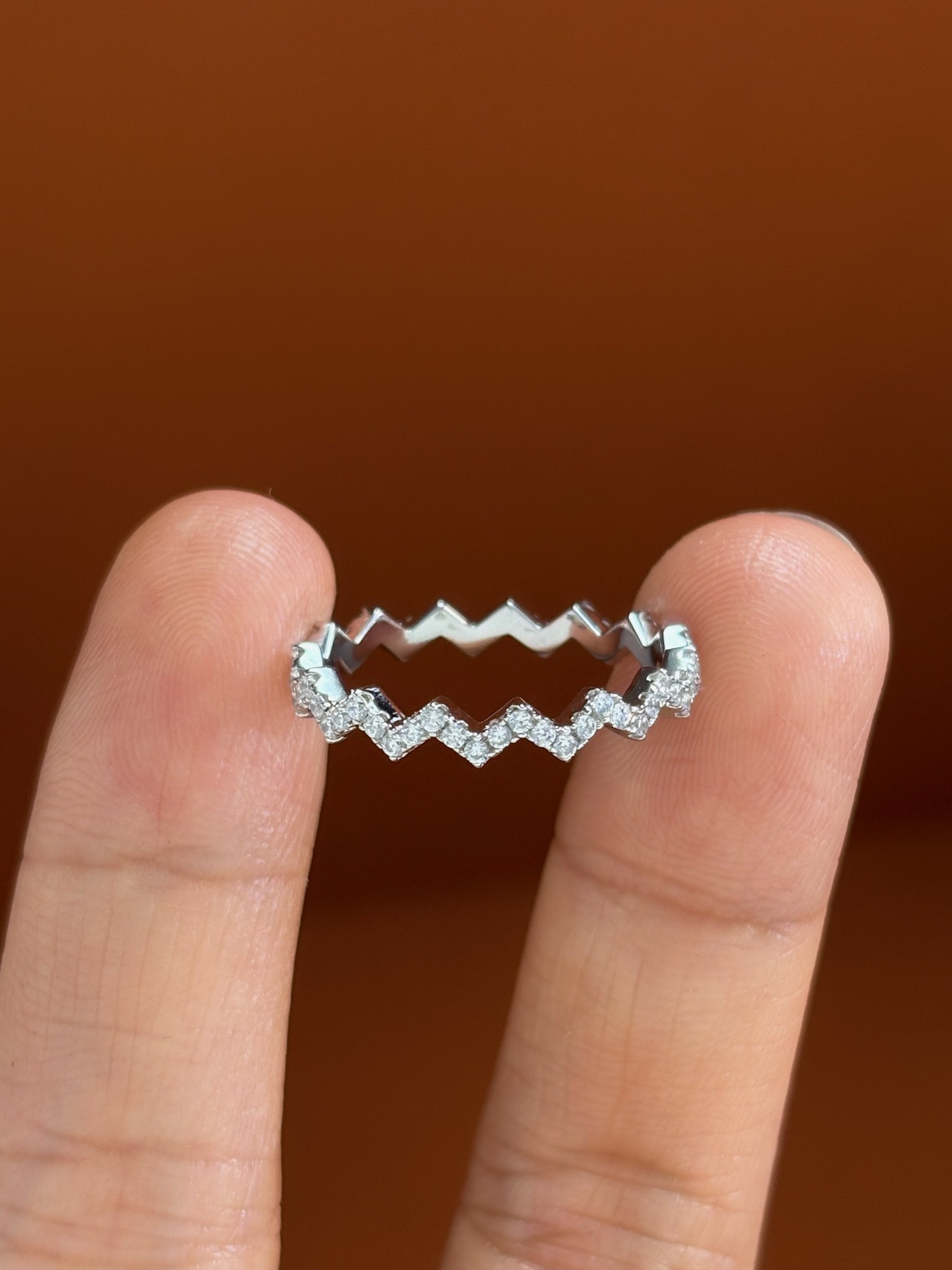 Zigzag Wavy S925 Sterling Silver Ring with Diamonds for Women, Stackable 9 i1729653997 5747 2