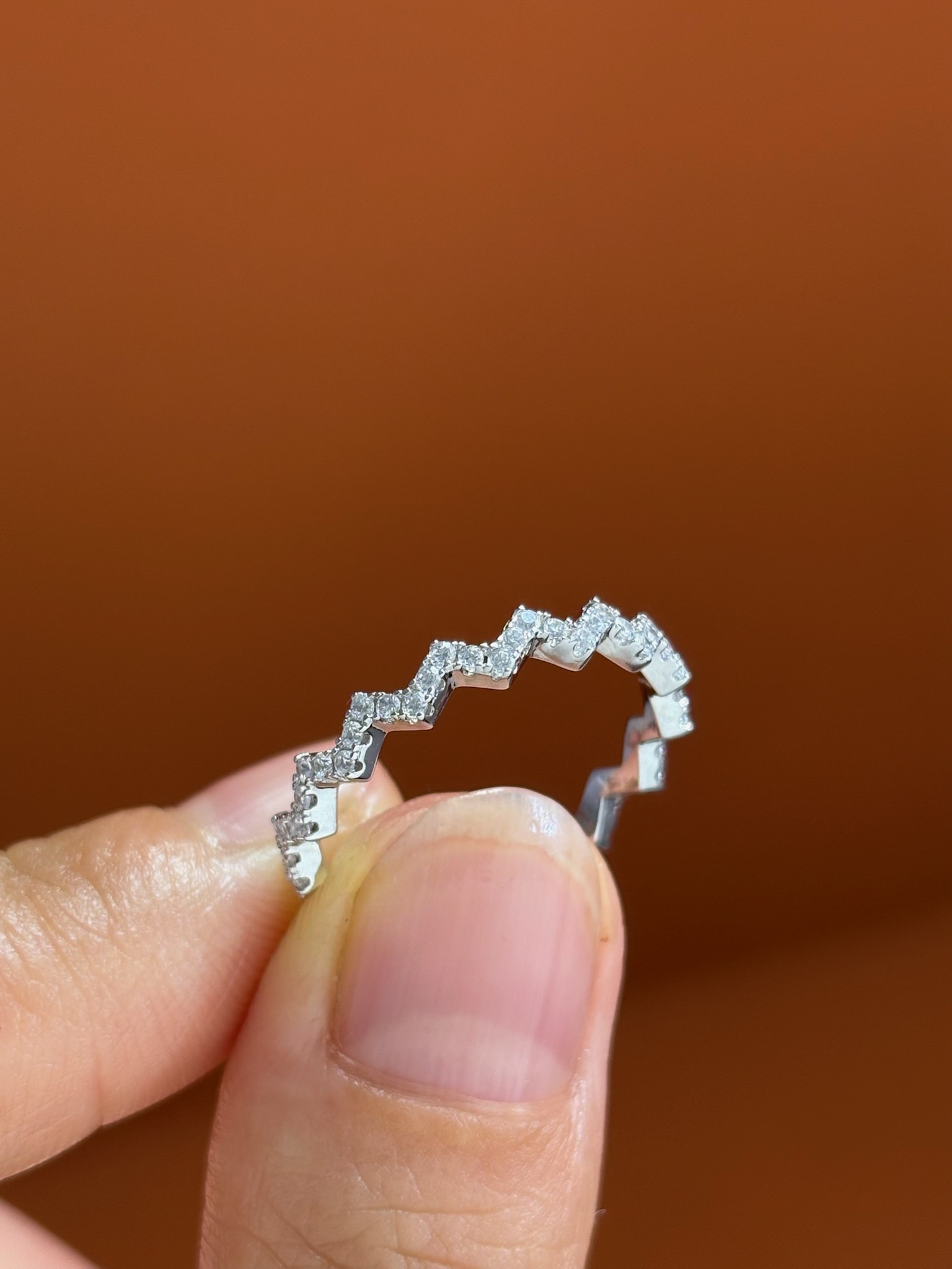 Zigzag Wavy S925 Sterling Silver Ring with Diamonds for Women, Stackable 2 i1729653997 7643 1