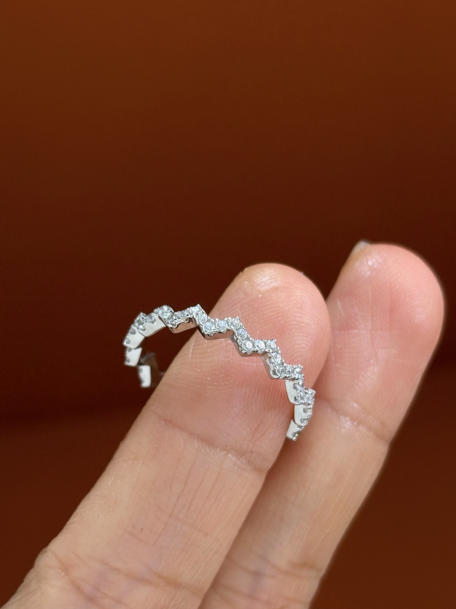 Zigzag Wavy S925 Sterling Silver Ring with Diamonds for Women, Stackable 5 i1729653997 7673 7