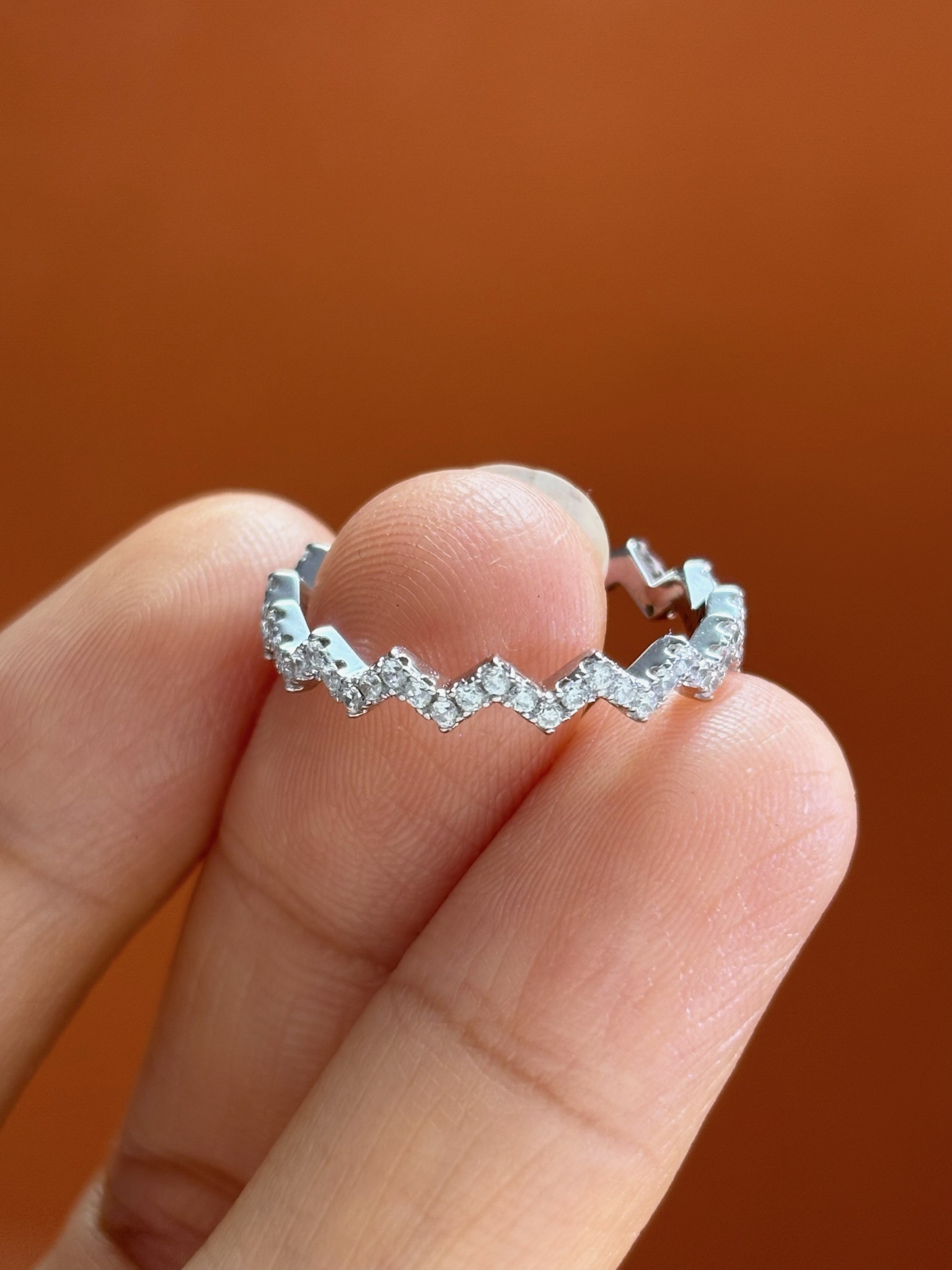 Zigzag Wavy S925 Sterling Silver Ring with Diamonds for Women, Stackable 7 i1729653997 9882 3