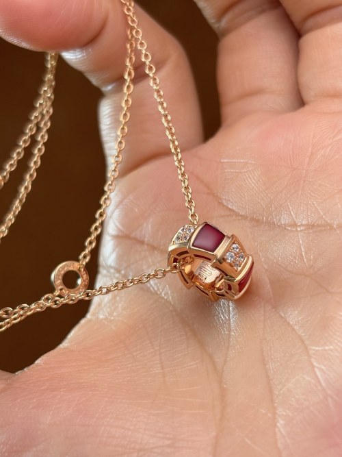 BV Serpenti Viper Carnelian Necklace S925 Silver Snake Bone Chain 45cm 1 BV Serpenti Viper Carnelian Necklace S925 Silver Snake Bone Chain 45cm