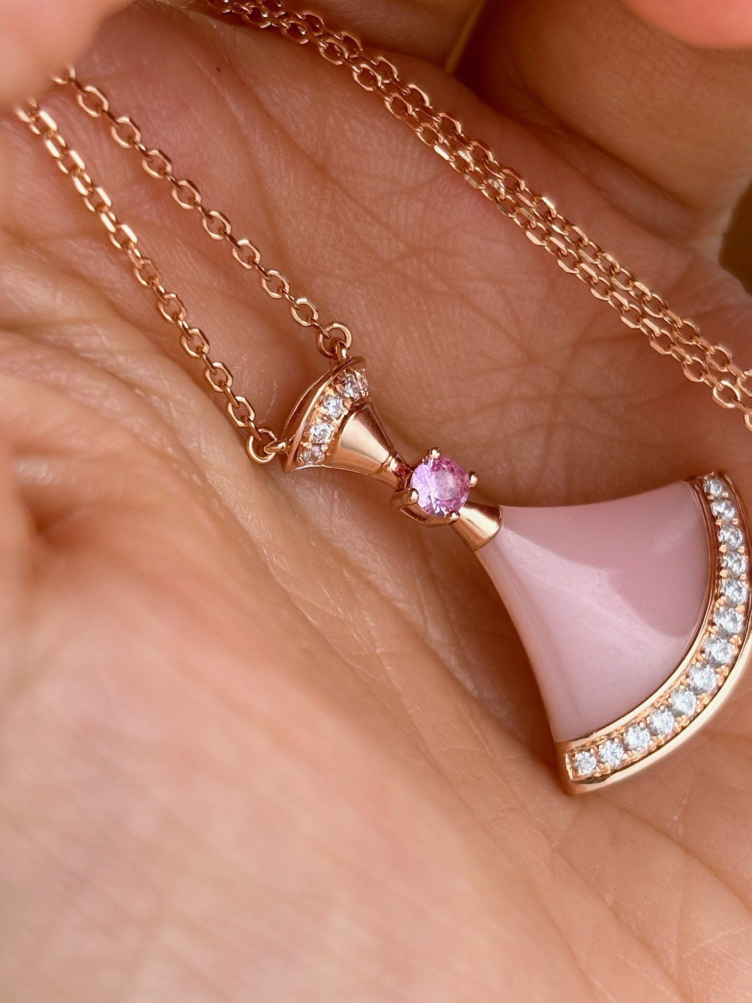 DIVAS’ DREAM Pink Opal Necklace, S925 Silver & Diamond Accent, 42cm 9 i1732788042 5053 3