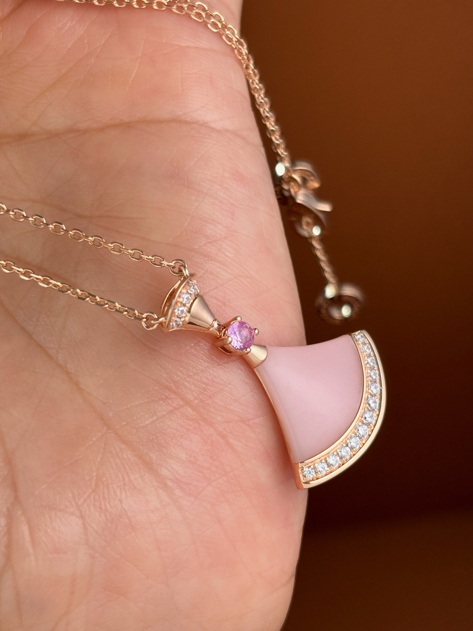 DIVAS’ DREAM Pink Opal Necklace, S925 Silver & Diamond Accent, 42cm 5 i1732788042 7268 0