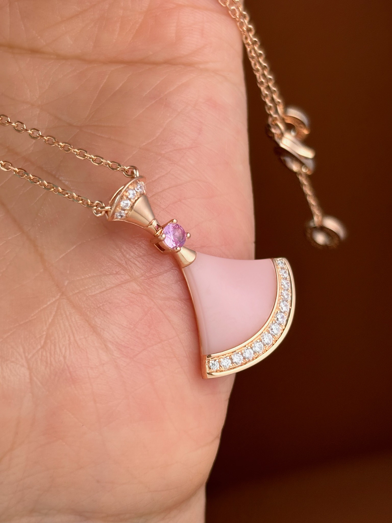 DIVAS’ DREAM Pink Opal Necklace, S925 Silver & Diamond Accent, 42cm 4 i1732788042 7459 2