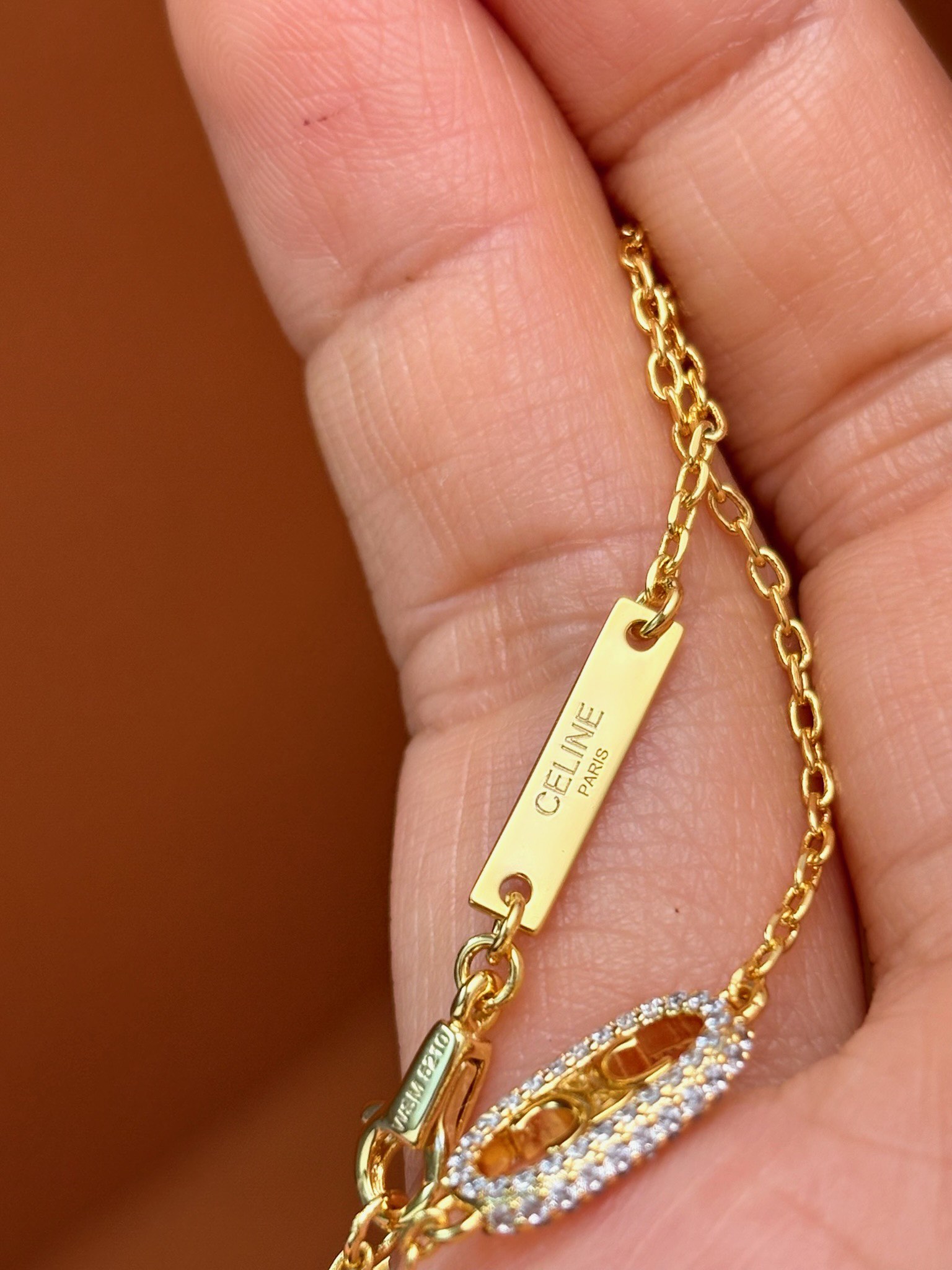 Celine Gold Finish Triomphe Necklace With Crystals - Elegant and Refined 9 i1733041225 4950 0