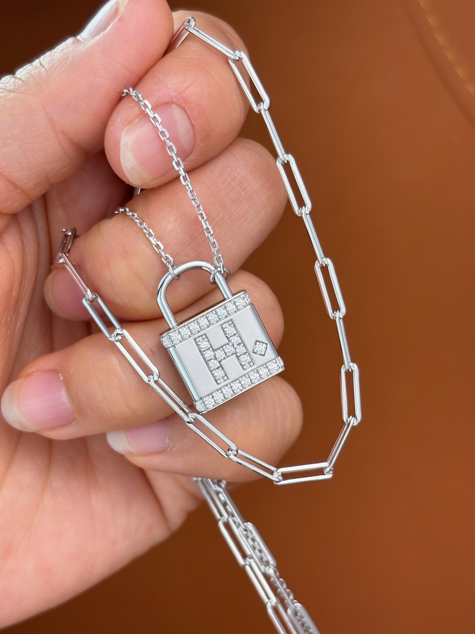 S925 Silver Double Layer Lock Pendant Necklace with Zircon Diamond 5 i1737190850 1287 3