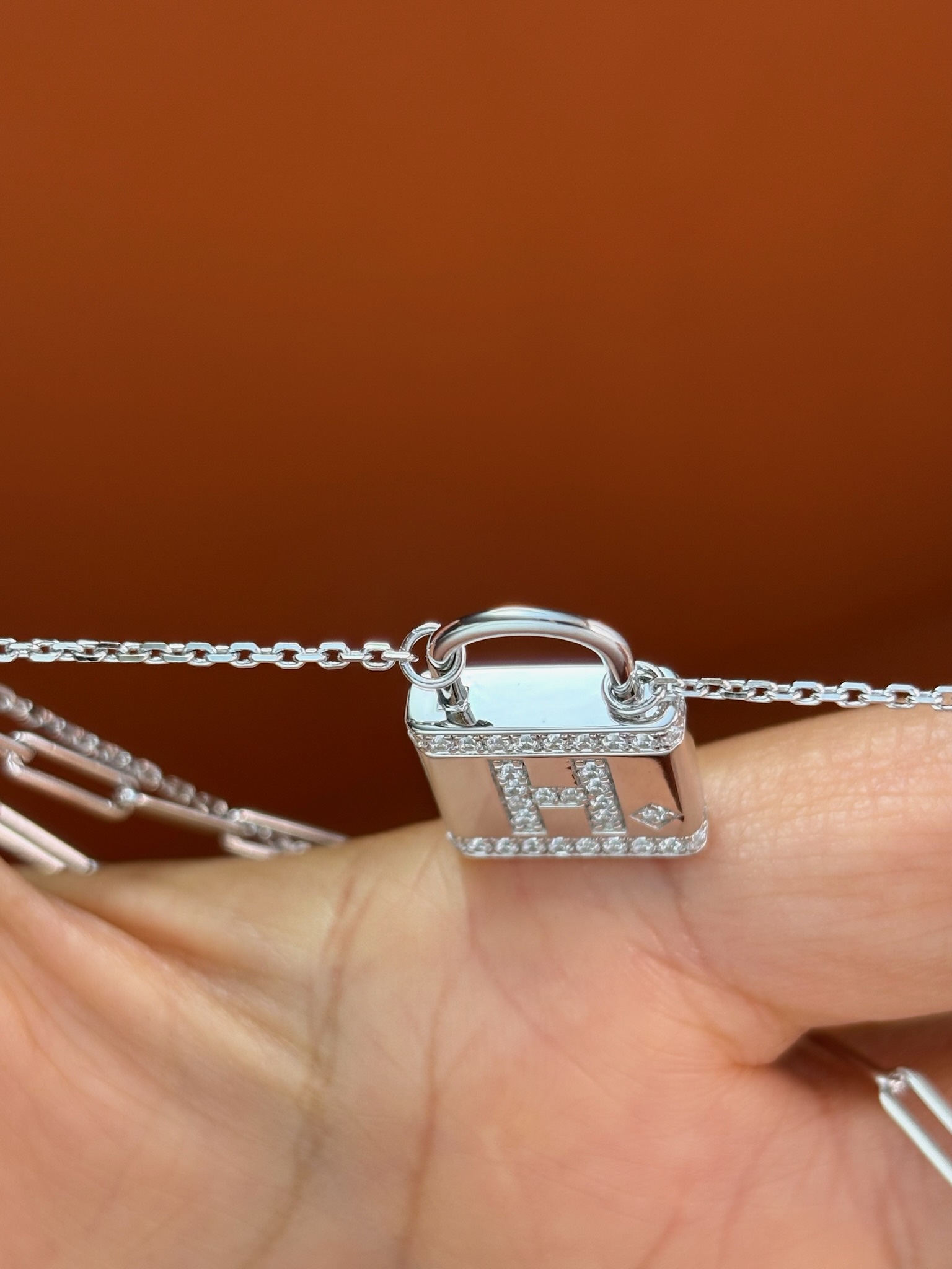 S925 Silver Double Layer Lock Pendant Necklace with Zircon Diamond 8 i1737190850 5011 2