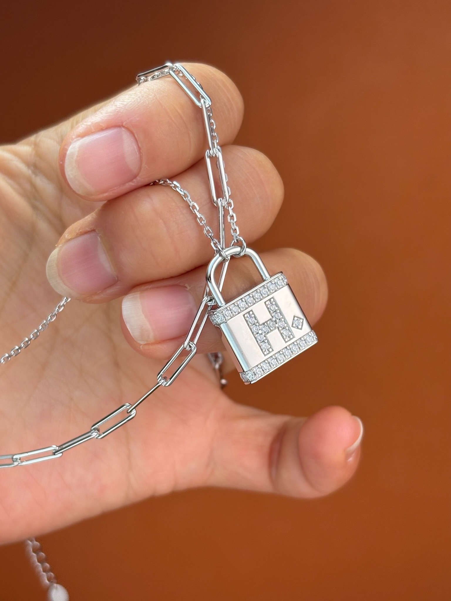 S925 Silver Double Layer Lock Pendant Necklace with Zircon Diamond 4 i1737190850 5252 4