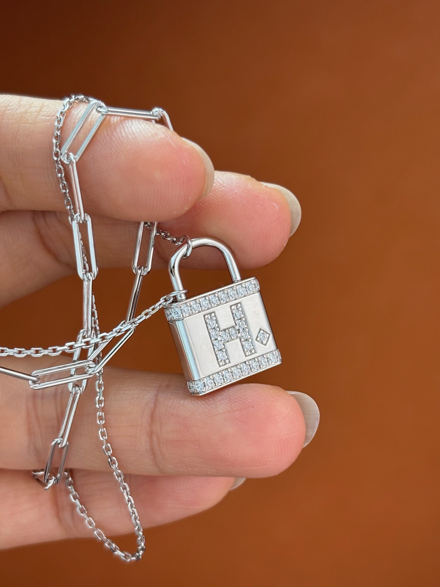 S925 Silver Double Layer Lock Pendant Necklace with Zircon Diamond 6 i1737190850 7695 6