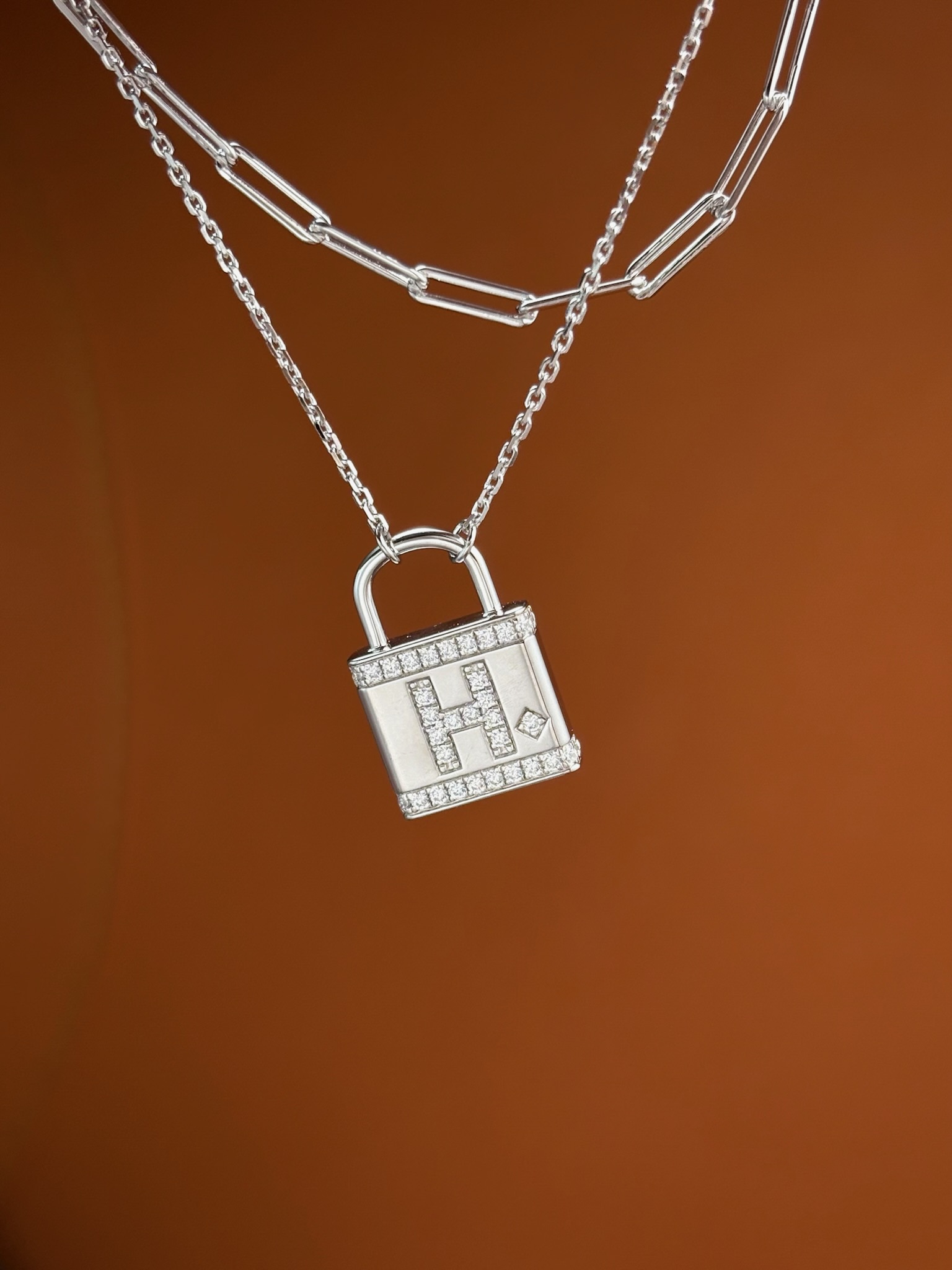 S925 Silver Double Layer Lock Pendant Necklace with Zircon Diamond 3 i1737190850 8481 8