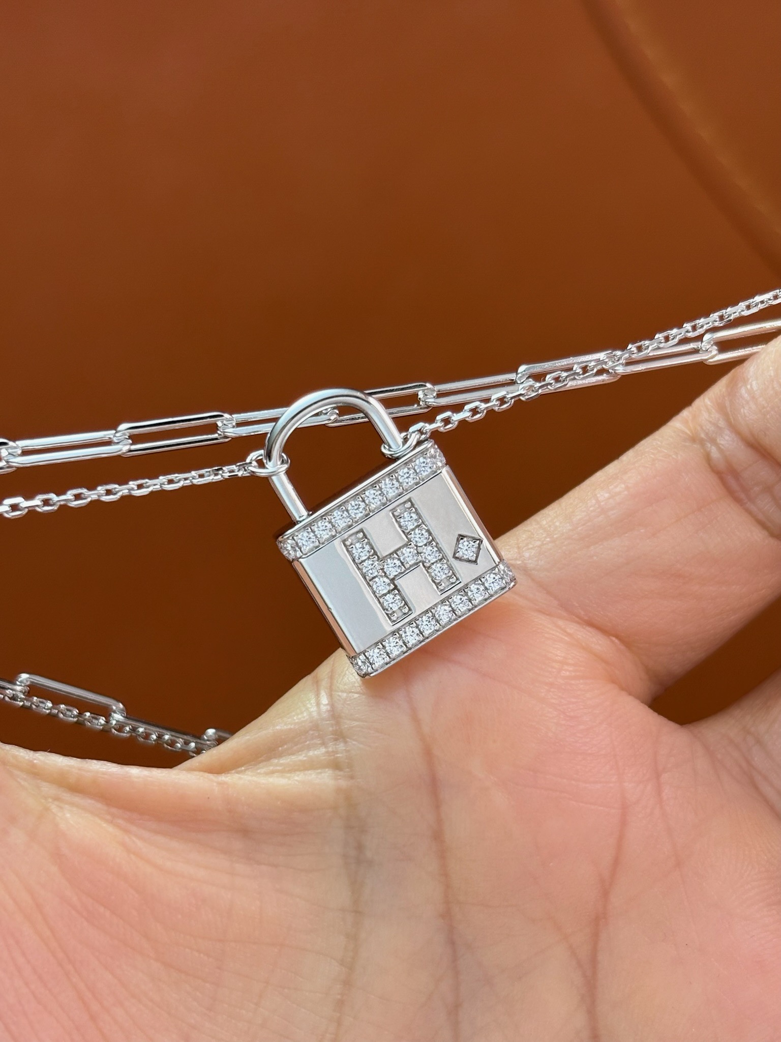 S925 Silver Double Layer Lock Pendant Necklace with Zircon Diamond 7 i1737190850 9694 7