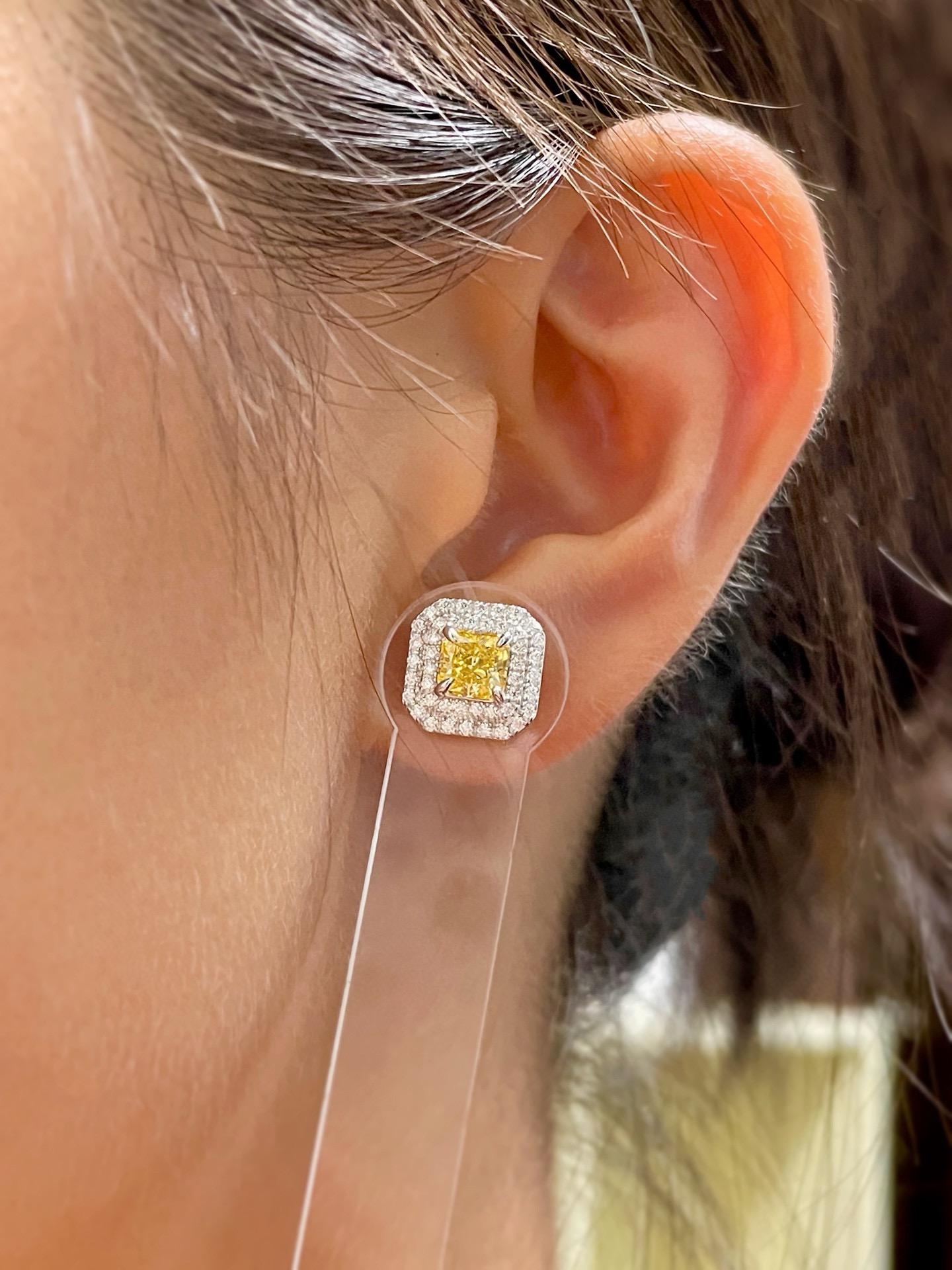 S925 Silver Yellow Diamond Stud Earrings - Radiant Cut, Sparkling Jewelry 2 i1737617568 4934 2