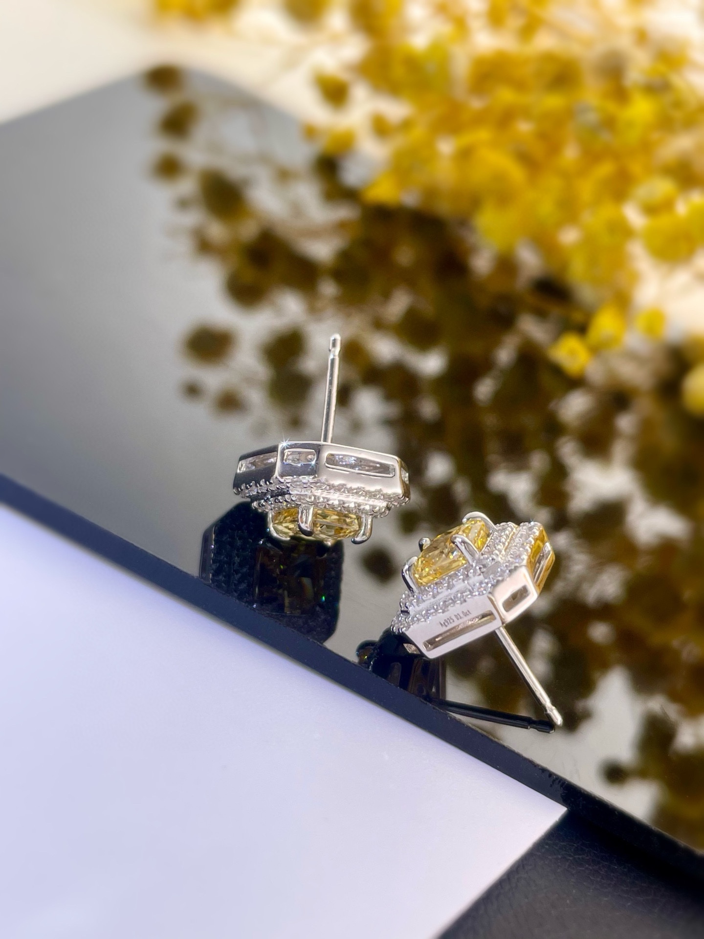 S925 Silver Yellow Diamond Stud Earrings - Radiant Cut, Sparkling Jewelry 5 i1737617568 700 1