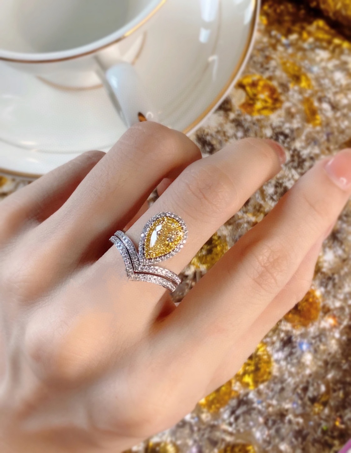 Crown Yellow Diamond Ring,S925 Silver,High-end Design,Perfect for Adding Love 4 i1737810918 4494 8