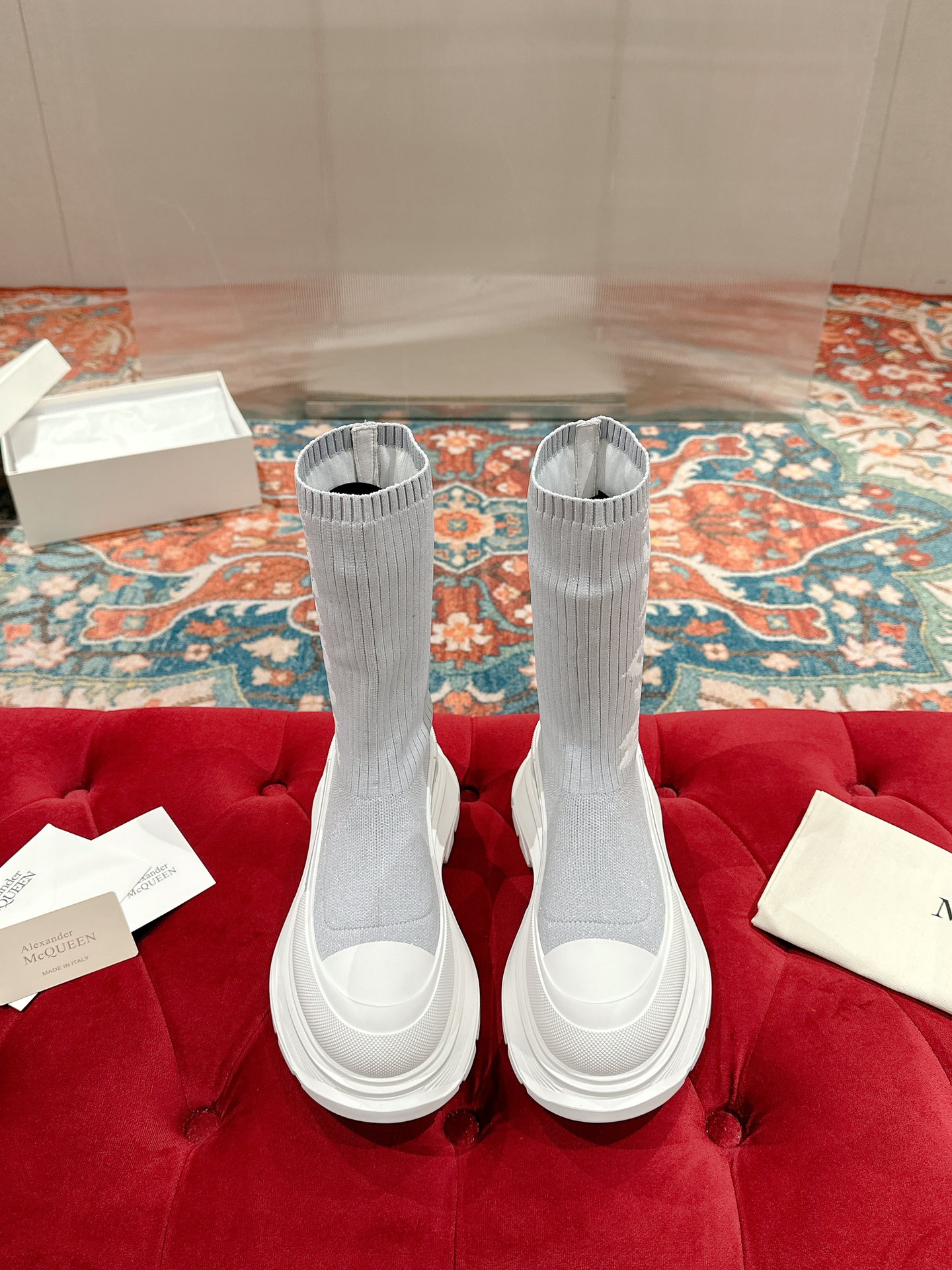 Alexander McQueen Queen 22s Graffiti Scrolling Sock Boots: New High-End Fashion Statement