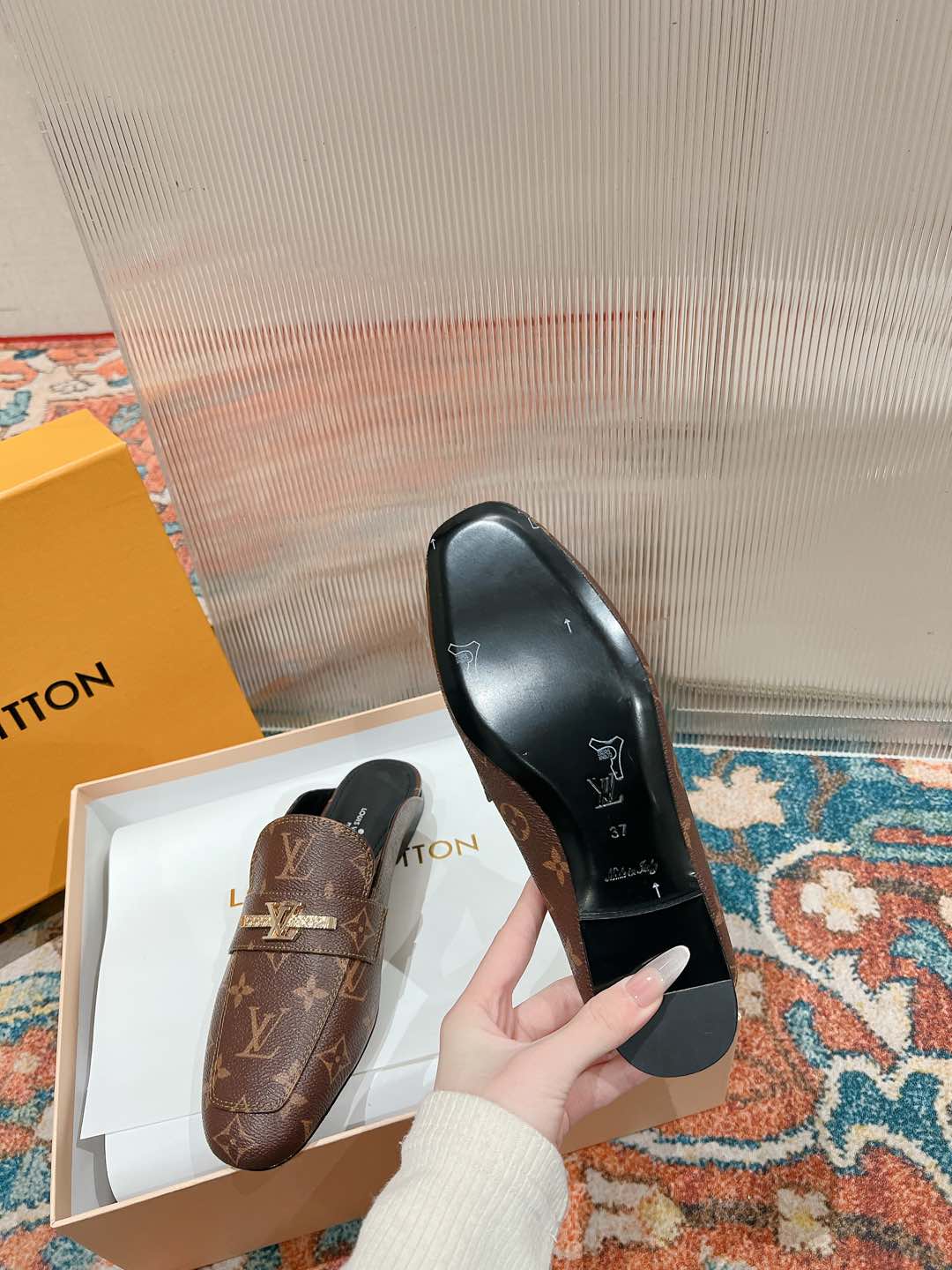 Louis Vuitton Women's Brown Leather Mules with Iconic LV Monogram 8 i1735070484814 1079 0 8