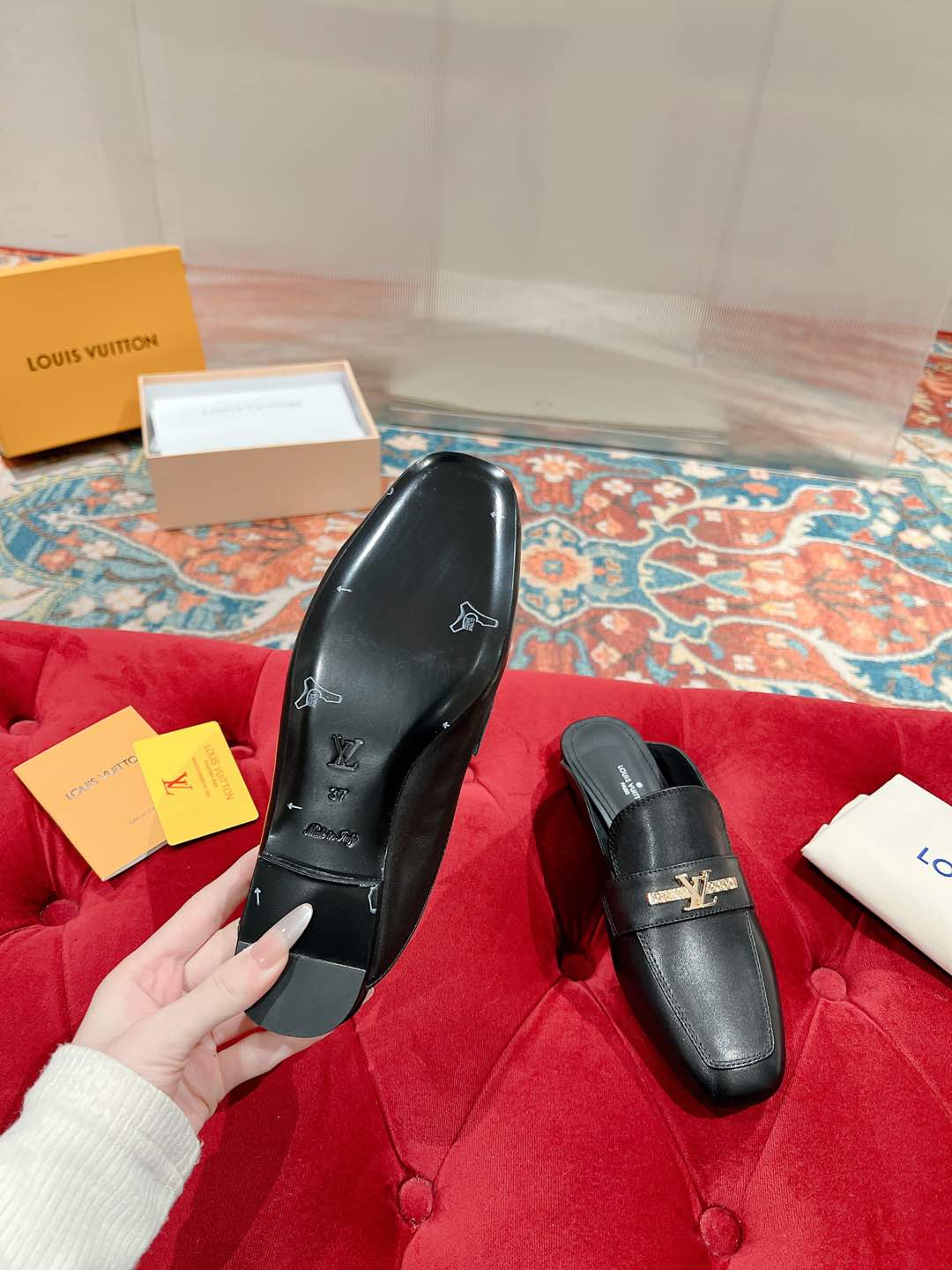 Louis Vuitton Women's Leather Mules: Elegant Black Loafers with LV Logo 10 i1735070669235 6334 0 5