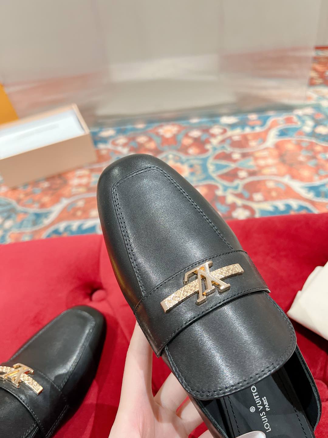 Louis Vuitton Women's Leather Mules: Elegant Black Loafers with LV Logo 5 i1735070669466 3180 0 3