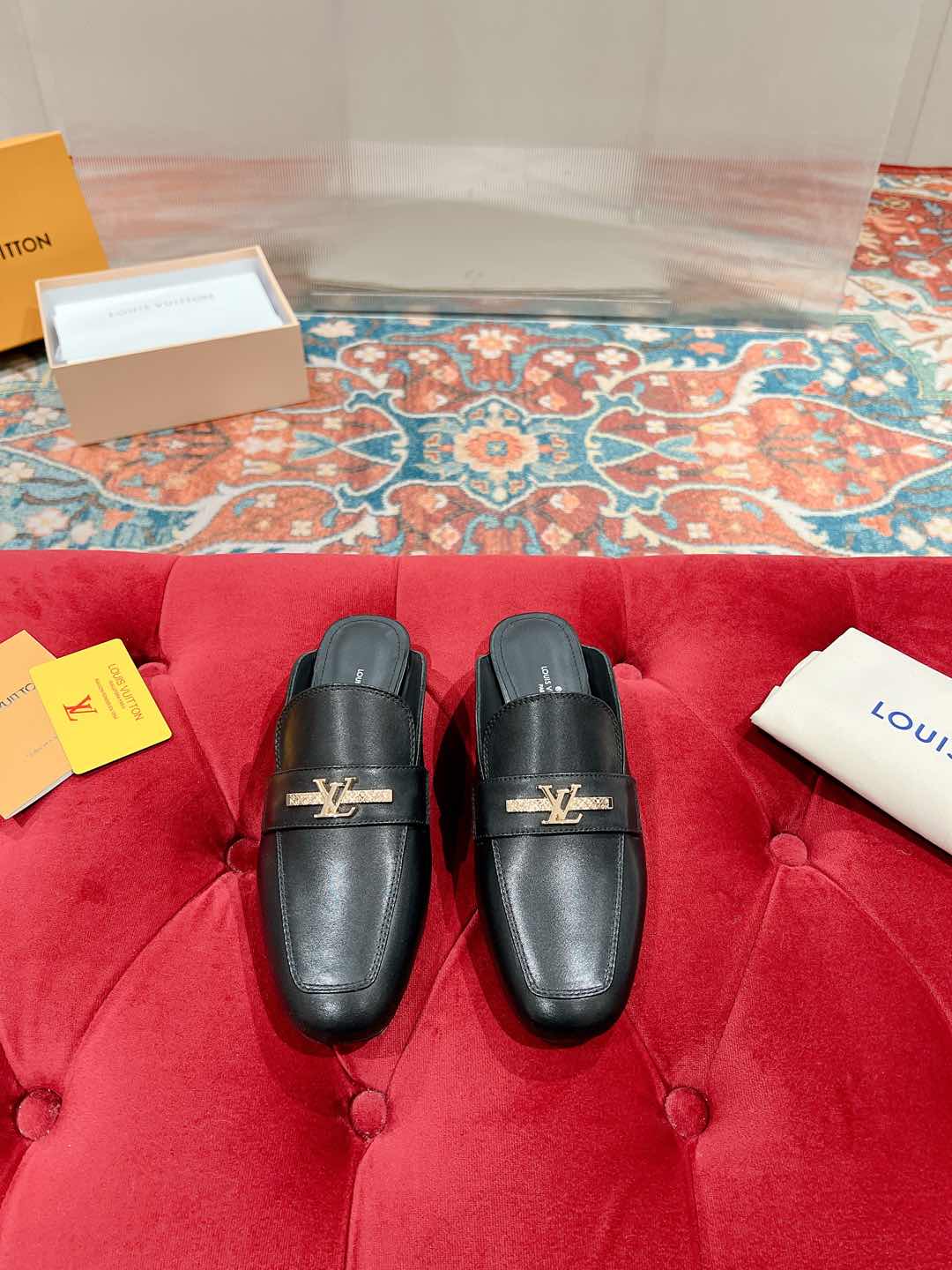 Louis Vuitton Women's Leather Mules: Elegant Black Loafers with LV Logo 3 i1735070669551 8236 0 0