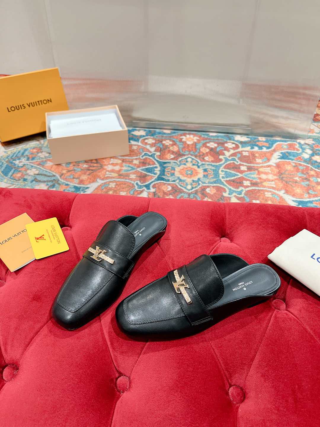 Louis Vuitton Women's Leather Mules: Elegant Black Loafers with LV Logo 2 i1735070669714 3875 0 2