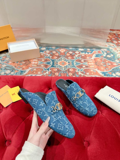 Louis Vuitton Denim Monogram Mules with Gold-Tone Hardware 5 Louis Vuitton Denim Monogram Mules with Gold-Tone Hardware