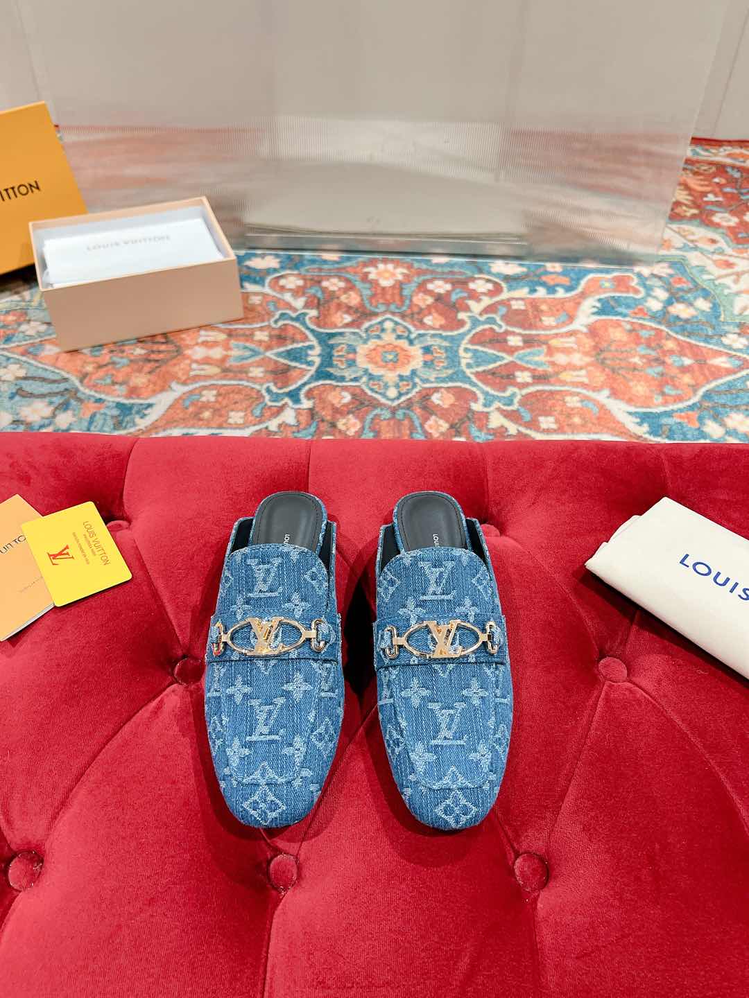 Louis Vuitton Denim Monogram Mules with Gold-Tone Hardware 3 i1735070930525 8405 0 0