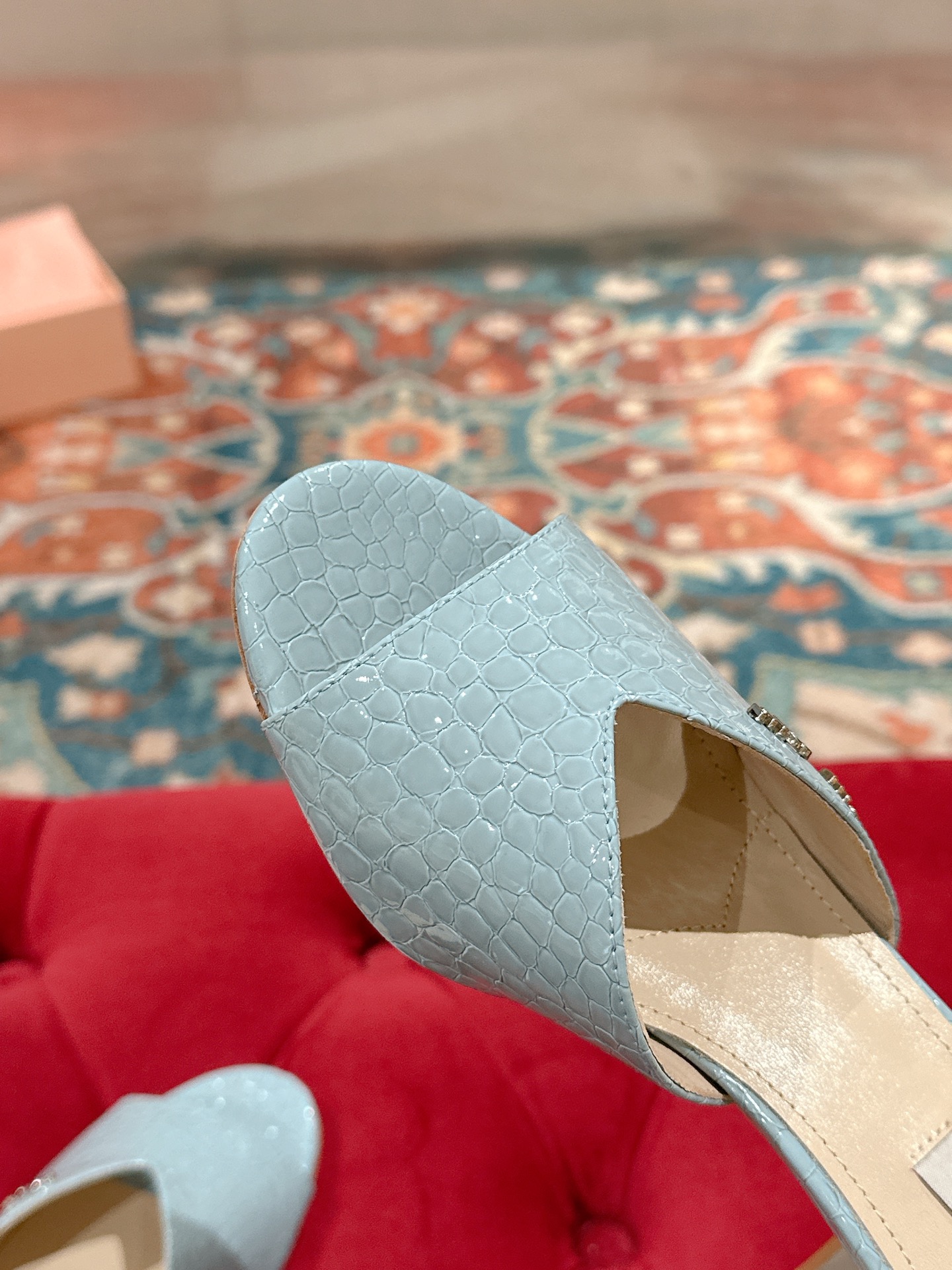 Miu Miu 2025SS Mules Leather Heeled Sandals for Women, Light Blue, Size 35-39 8 i1741416606389 5226 0 5