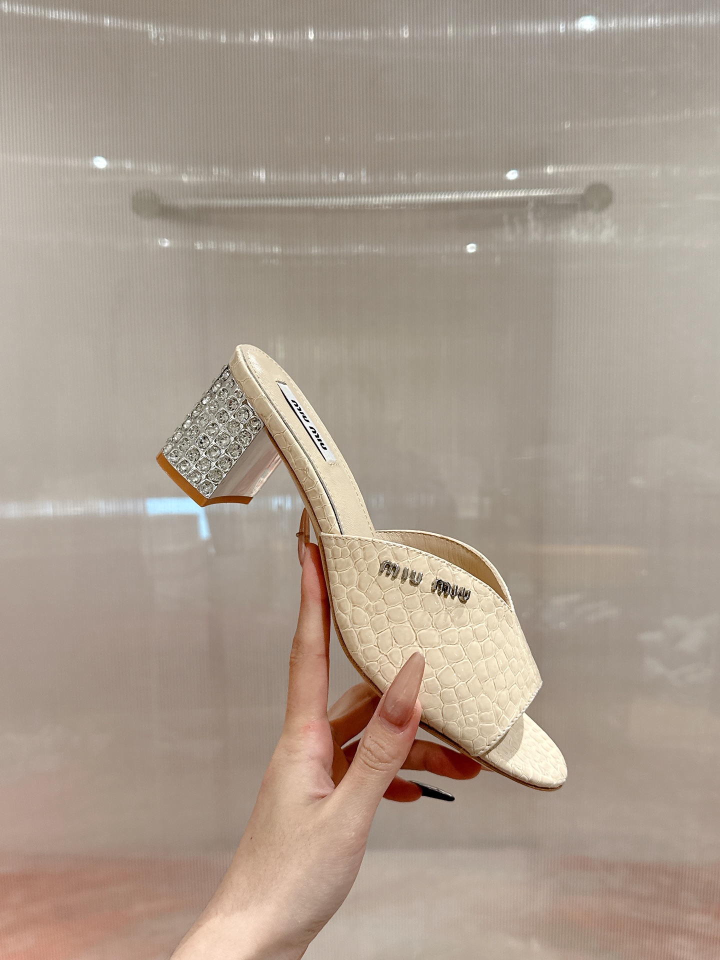 Miu Miu Women's Embellished Heel Leather Mules Slides Sandals 4 i1741416651616 5415 0 1
