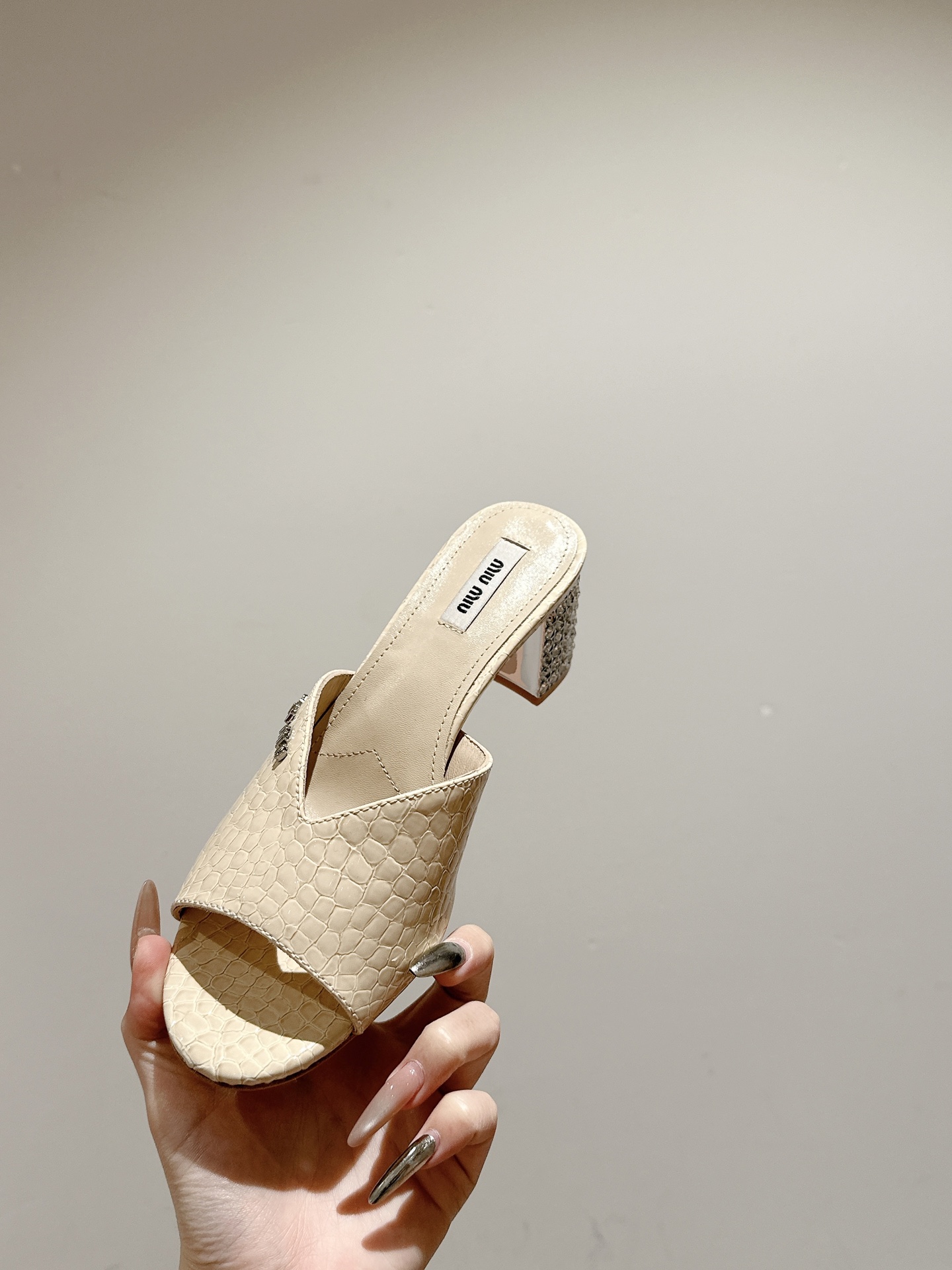 Miu Miu Women's Embellished Heel Leather Mules Slides Sandals 7 i1741416651733 5824 0 3