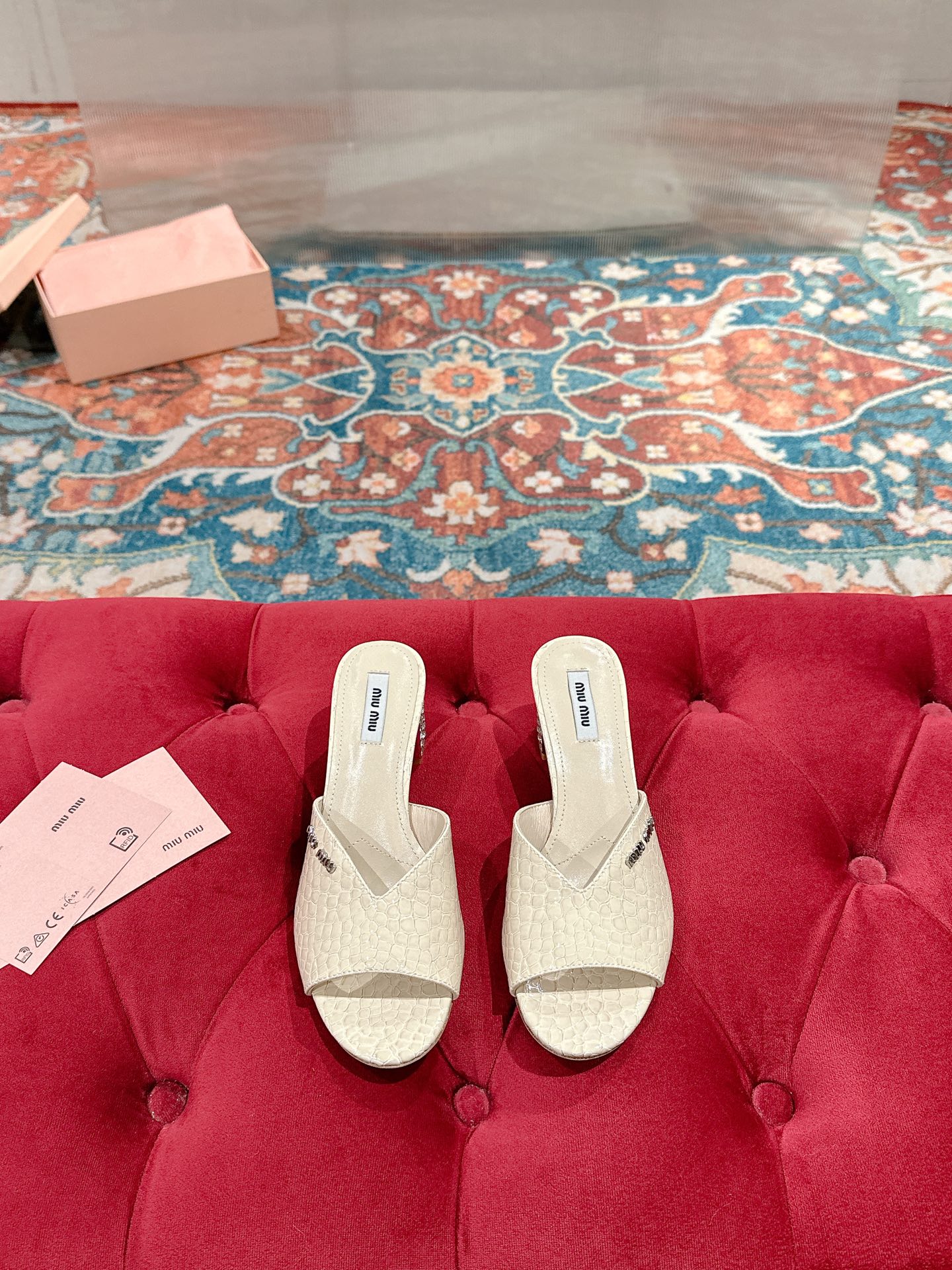 Miu Miu Women's Embellished Heel Leather Mules Slides Sandals 3 i1741416653493 9126 0 0