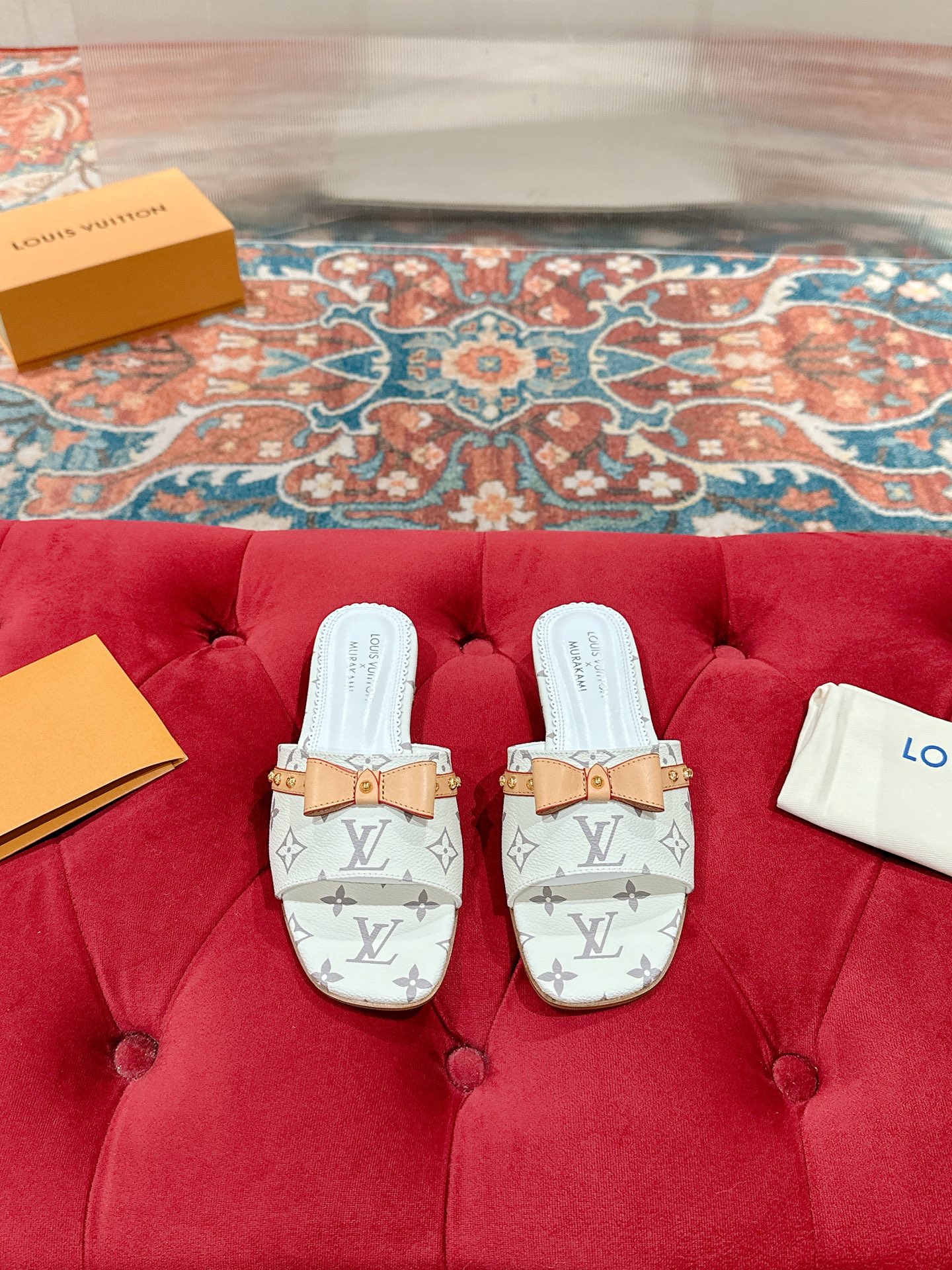 Louis Vuitton White Monogram Denim Kitten Heel Sandals - Summer Essential