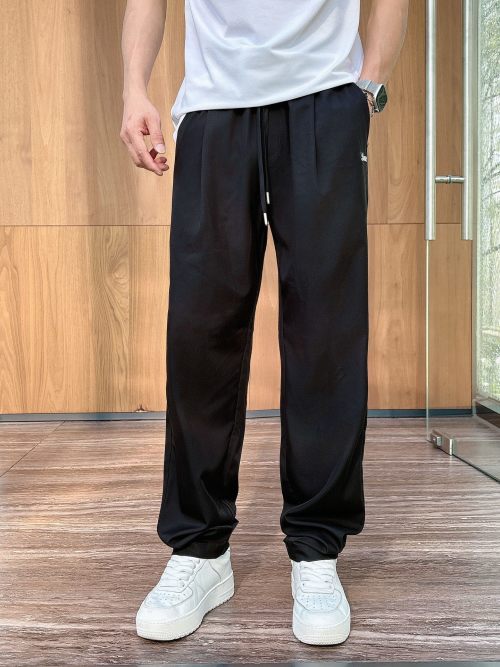 Loewe 25SS Men's Black Tencel Long Pants with Embroidered Logo 1 Loewe 25SS Men's Black Tencel Long Pants with Embroidered Logo