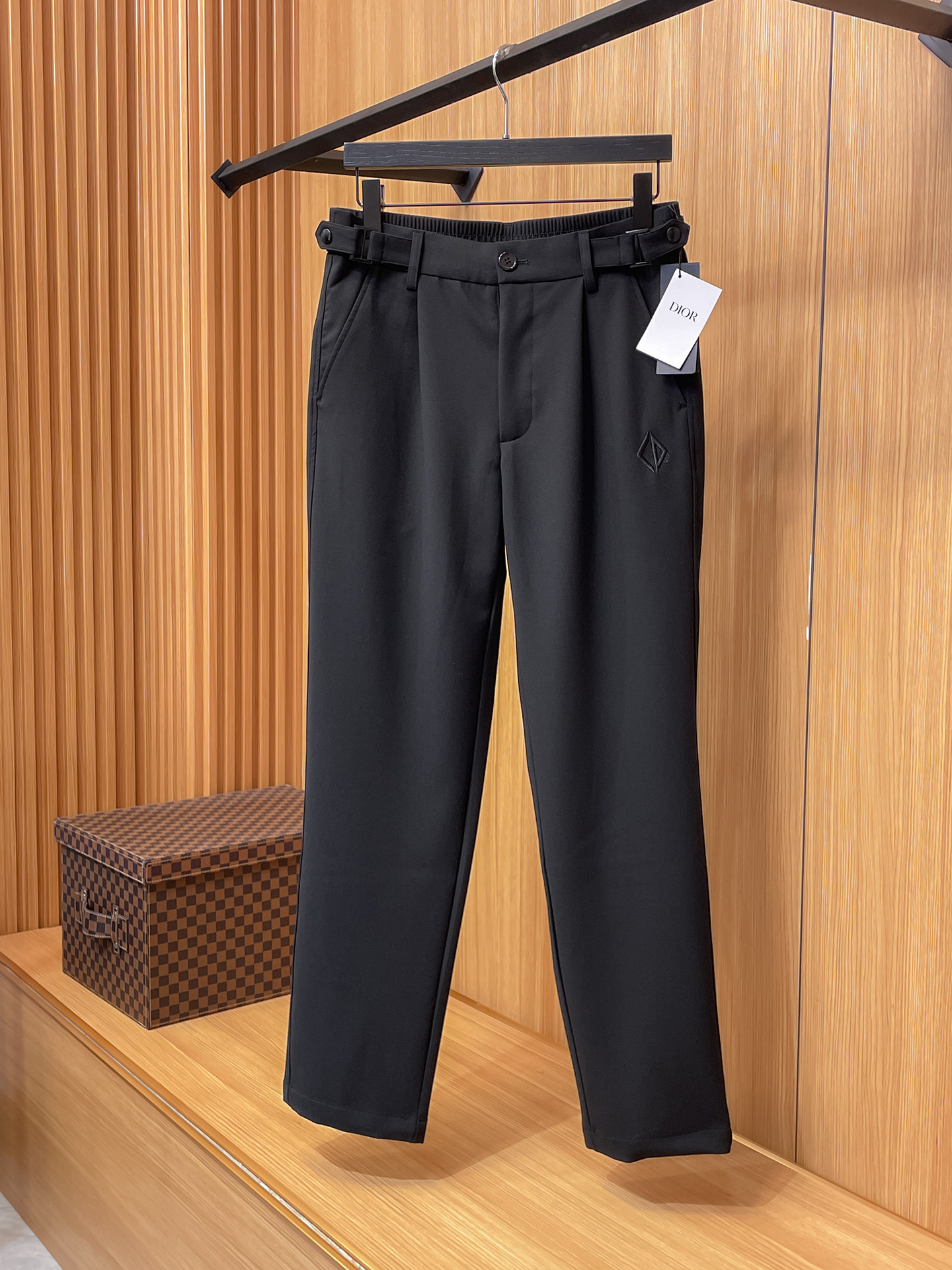 Dior Men's Black Casual Pants Elastic Waistband Outdoor Trousers