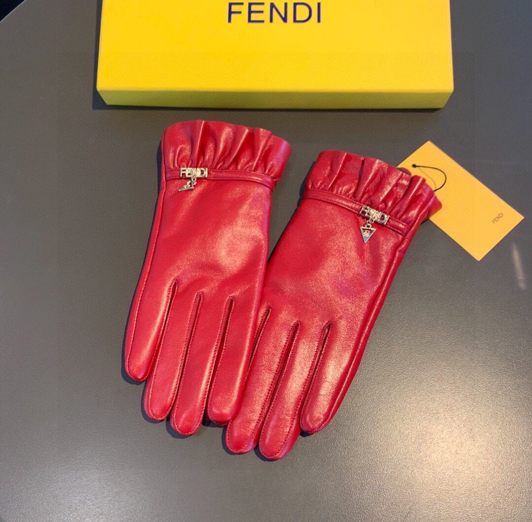 芬迪FENDI2023秋冬波浪纹原版五金一级羊皮手套手机触屏值得对比同款不同品质秒杀市场差产品进口一级羊