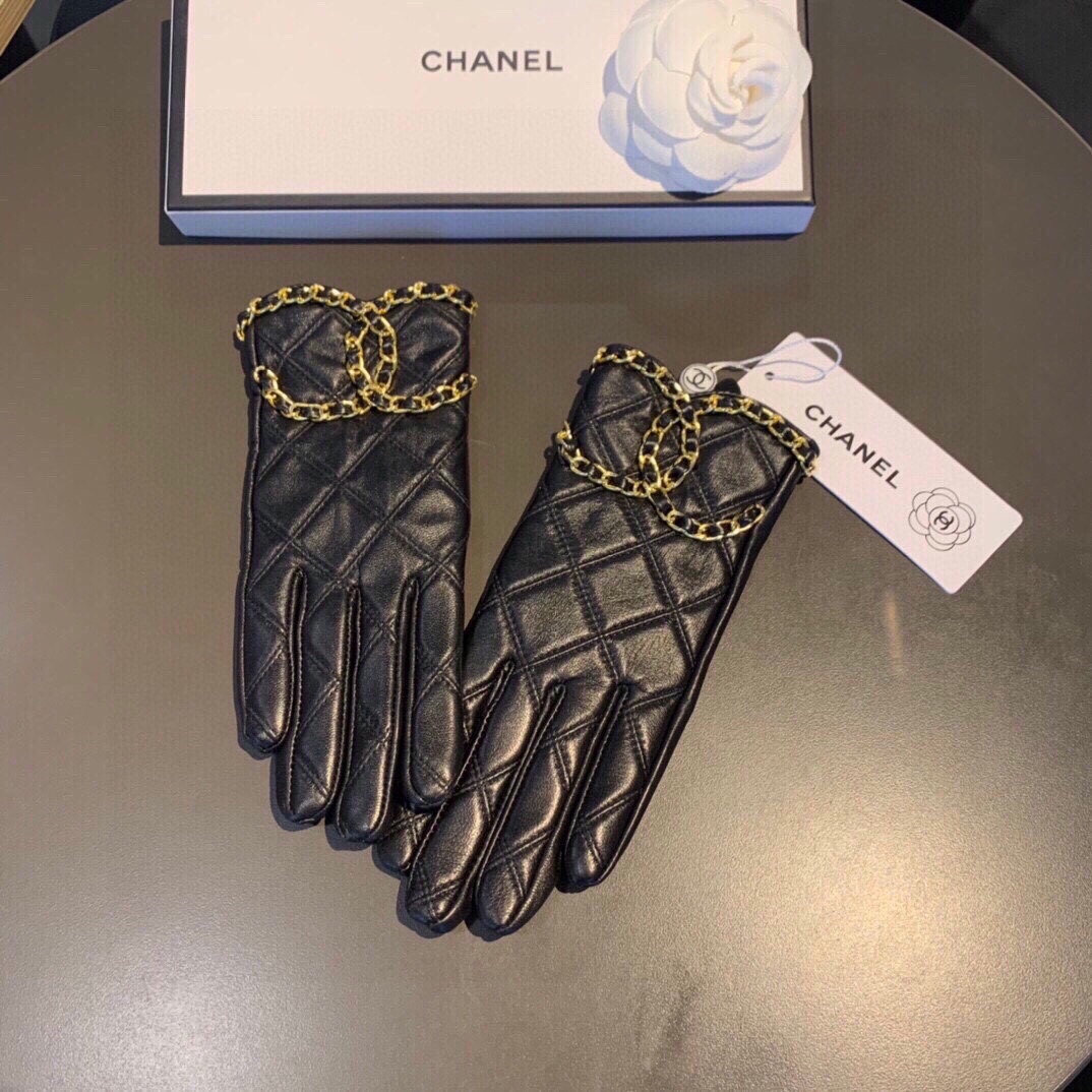 Chanel香奈儿2023大双C链条秋冬手套美美滴值得对比同款不同品质秒杀市场差产品进口一级羊皮经典不过