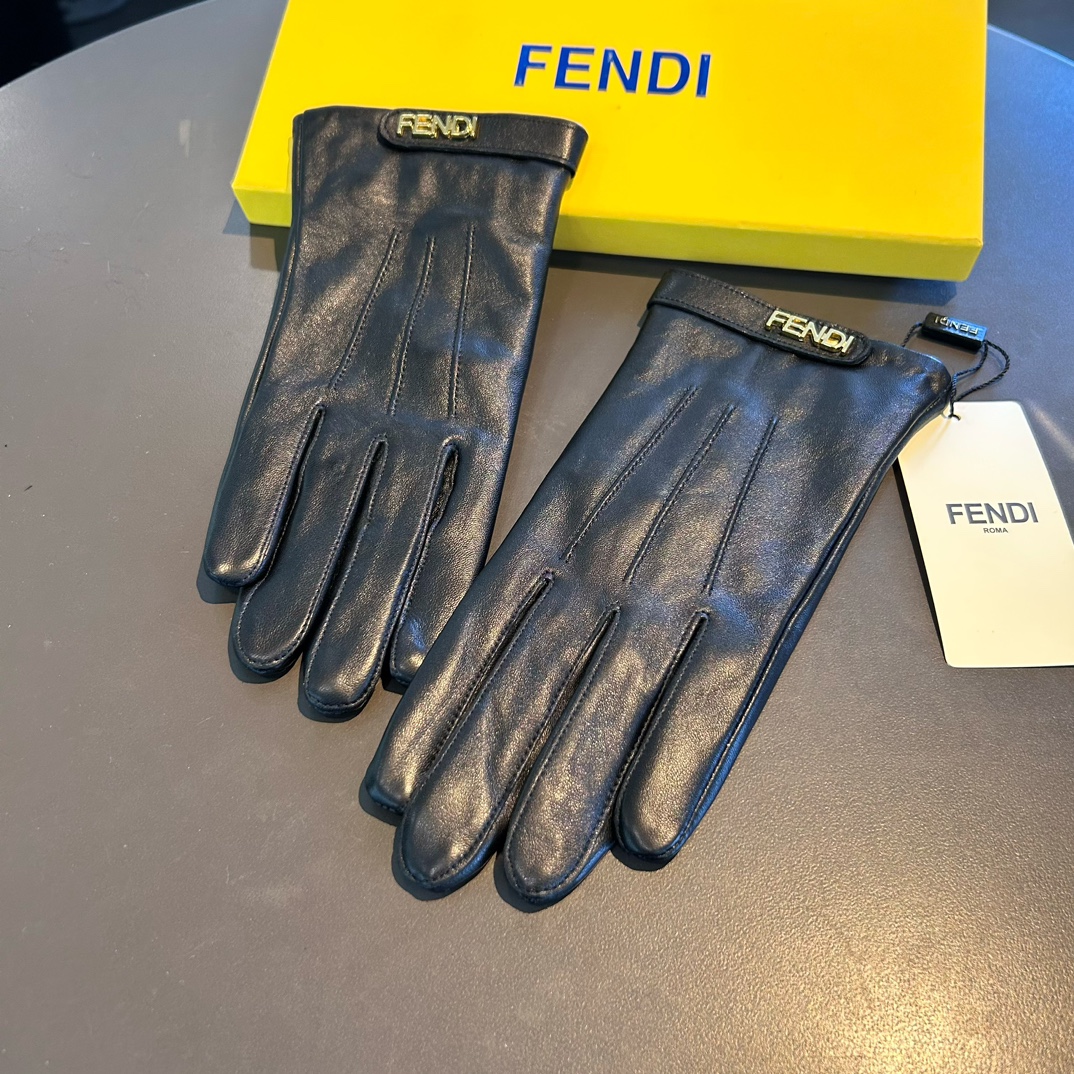 芬迪FENDI2024秋冬羊皮手套手机触屏值得对比同款不同品质秒杀市场差产品进口一级羊皮内里加绒经典不过