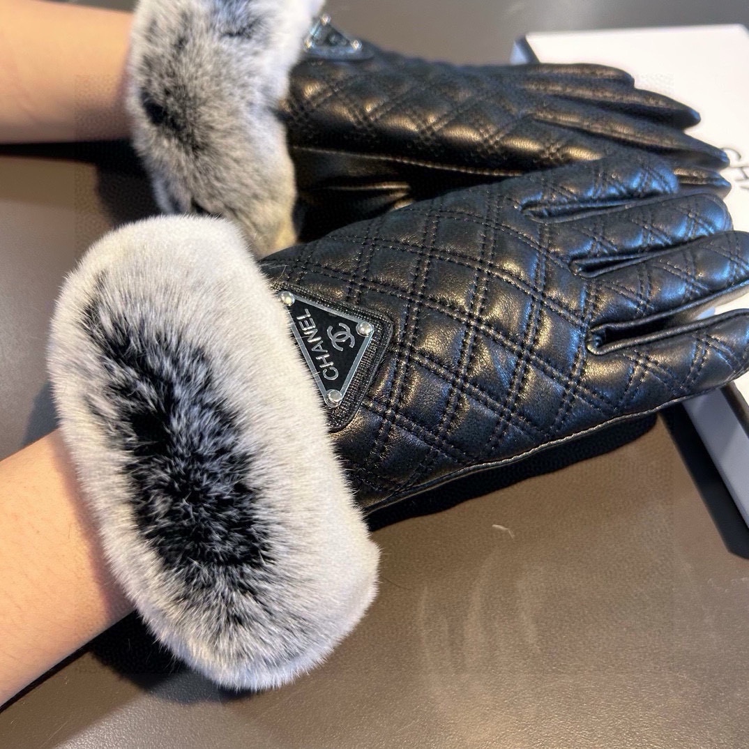 Venta
 Chanel Guantes Pelo de conejo Piel oveja Colección otoño – invierno