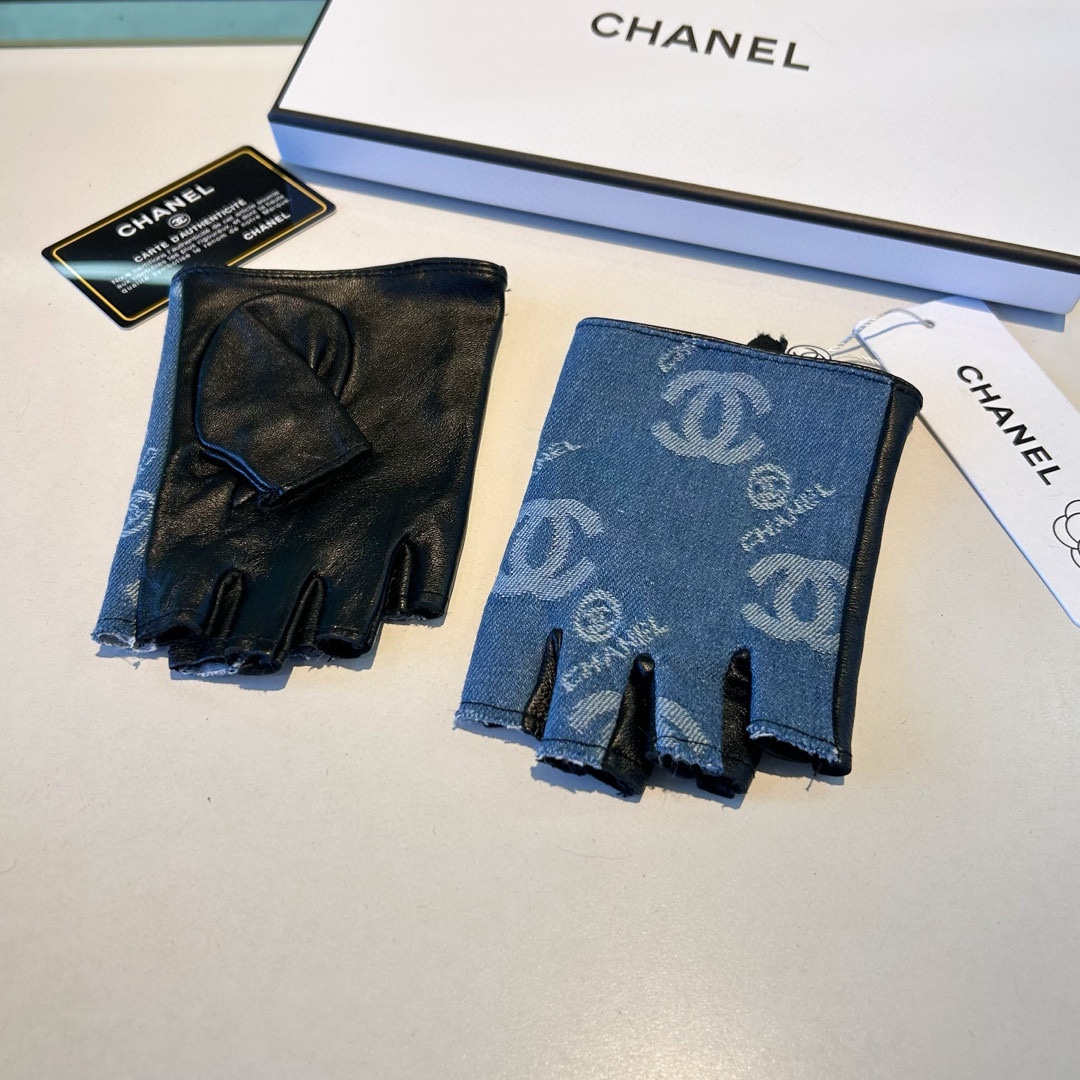 Compre la mejor réplica de alta calidad
 Chanel Guantes Algodón bruto azul Piel oveja Colección otoño – invierno Fashion