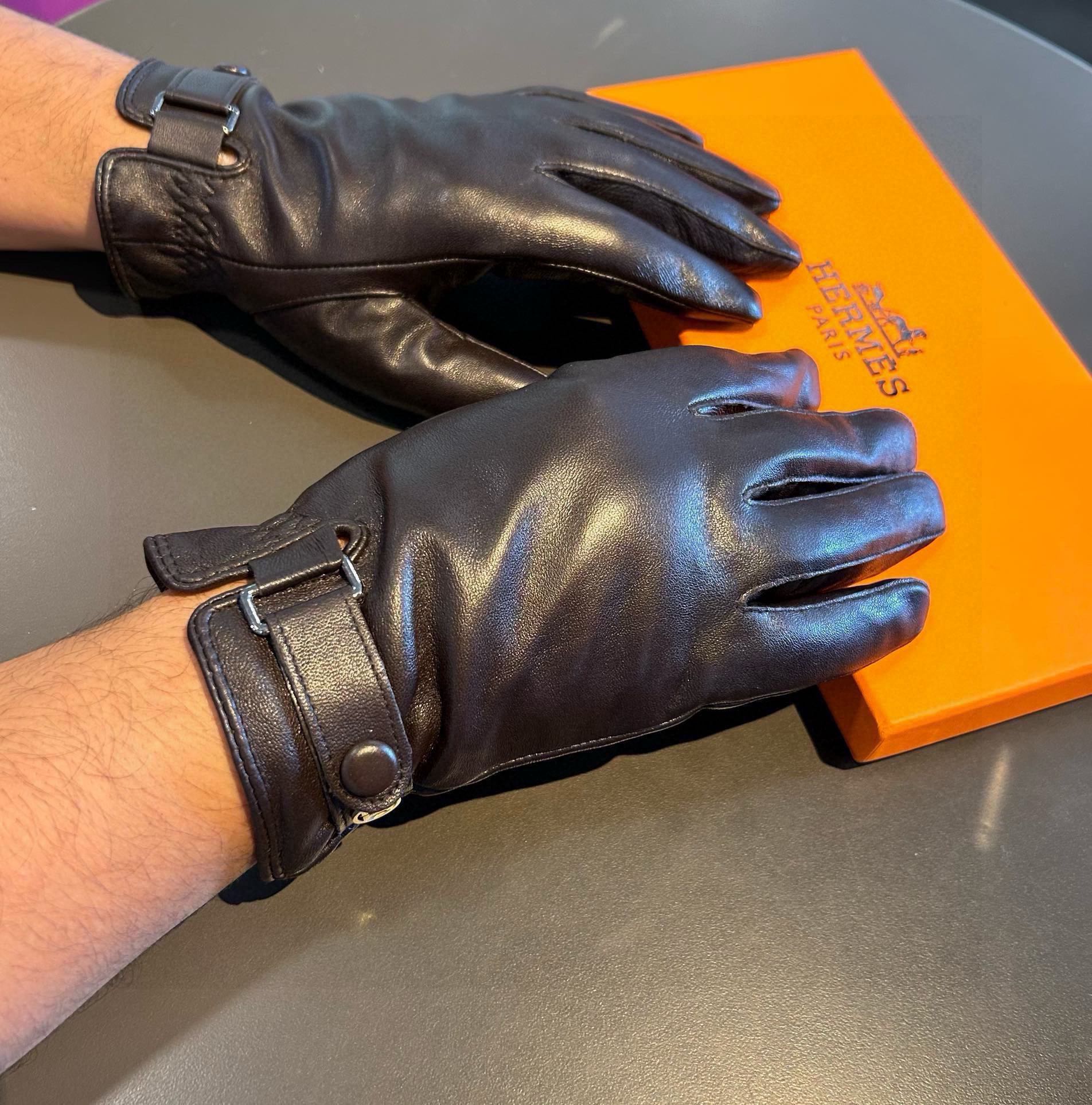 Hermes Guantes Hombres Piel de oveja