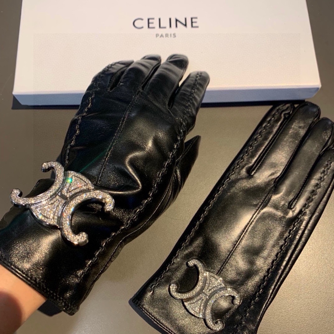 Celine Guantes Mujeres Cachemira Piel de oveja