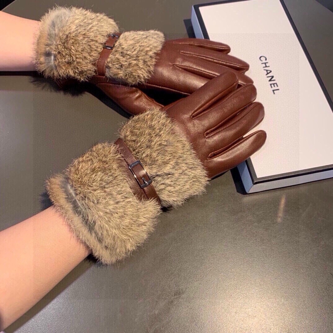 Chanel Guantes Pelo de conejo Piel oveja Colección otoño – invierno