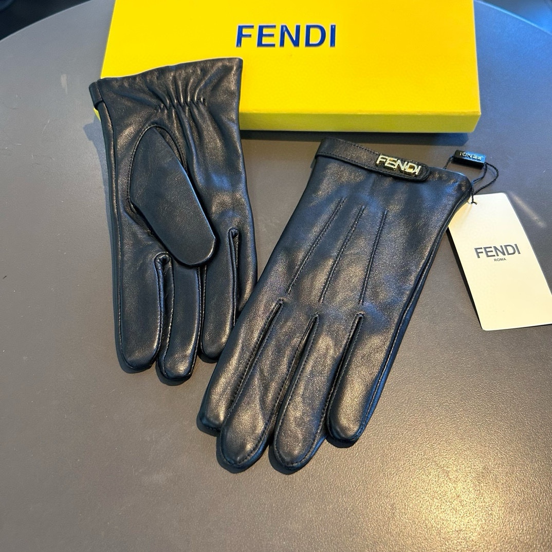 芬迪FENDI2024秋冬羊皮手套手机触屏值得对比同款不同品质秒杀市场差产品进口一级羊皮内里加绒经典不过